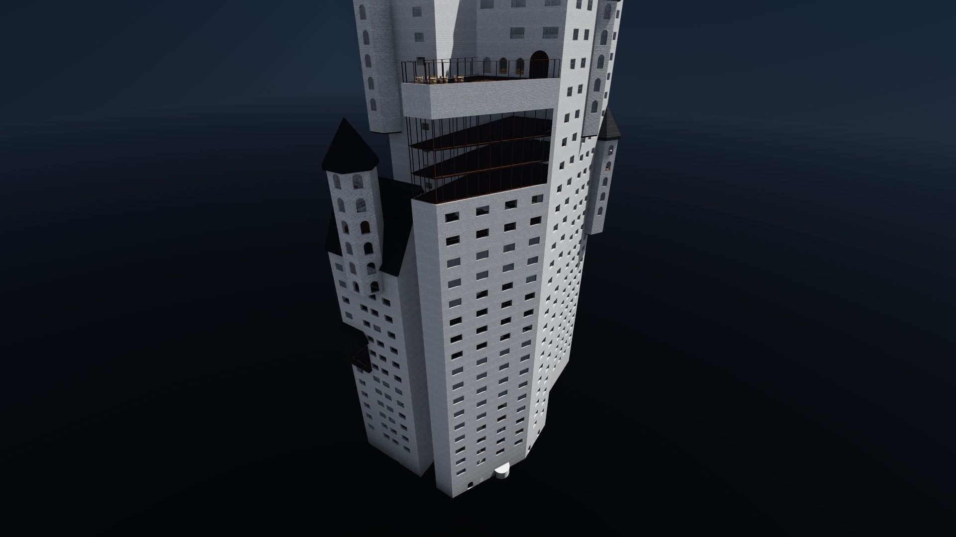 Castle-like Building I Skyscraper 3D model_6