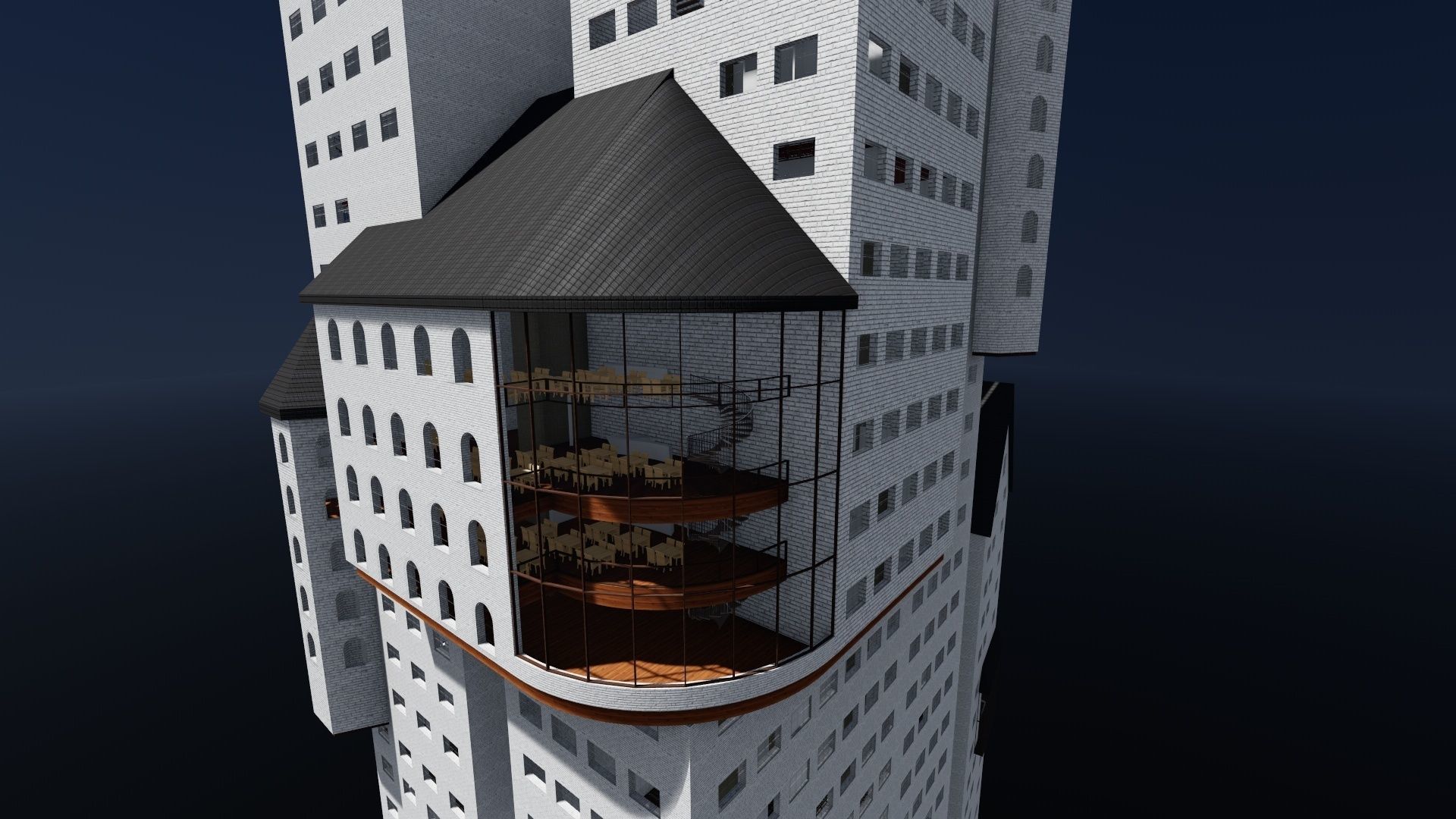 Castle-like Building I Skyscraper 3D model_2