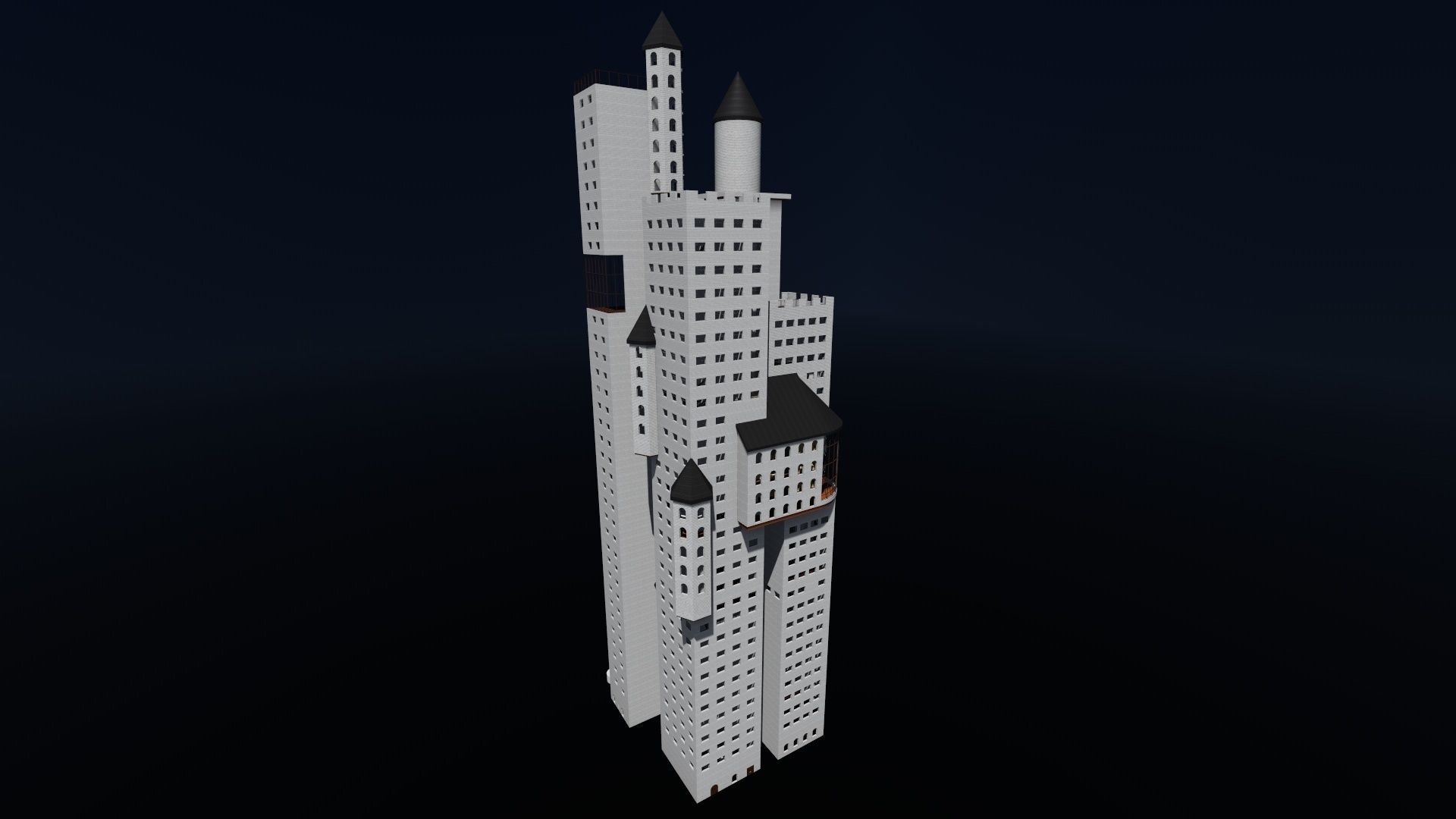 Castle-like Building I Skyscraper 3D model_7