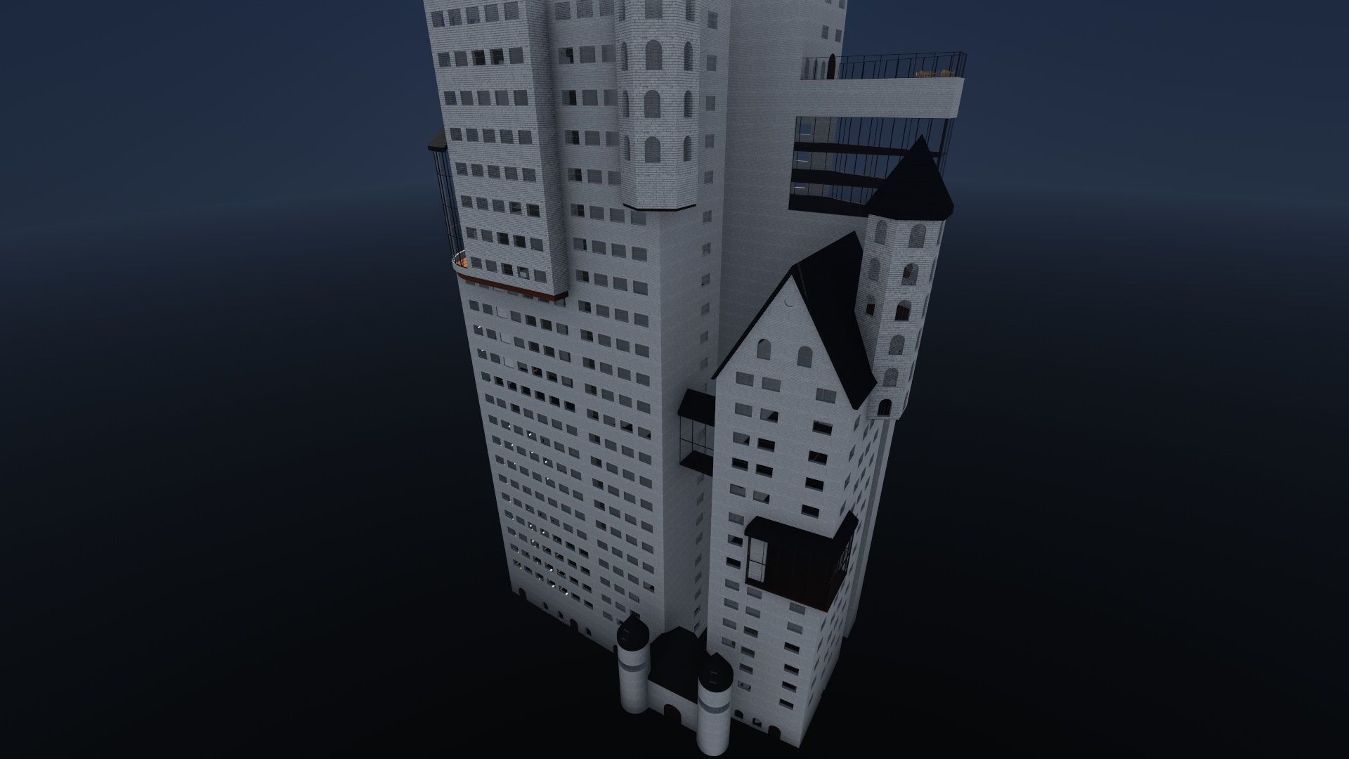 Castle-like Building I Skyscraper 3D model_11