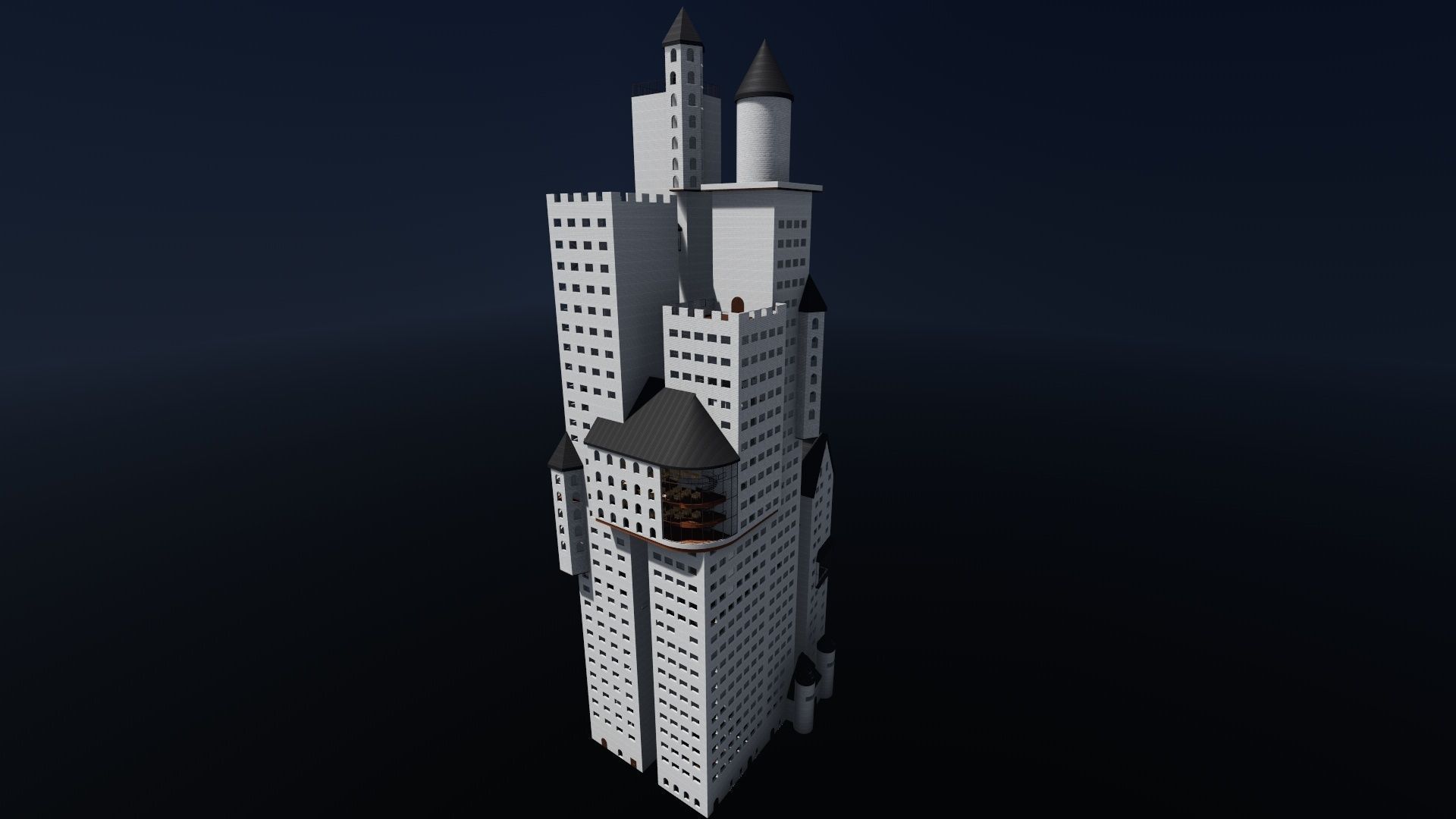 Castle-like Building I Skyscraper 3D model_12