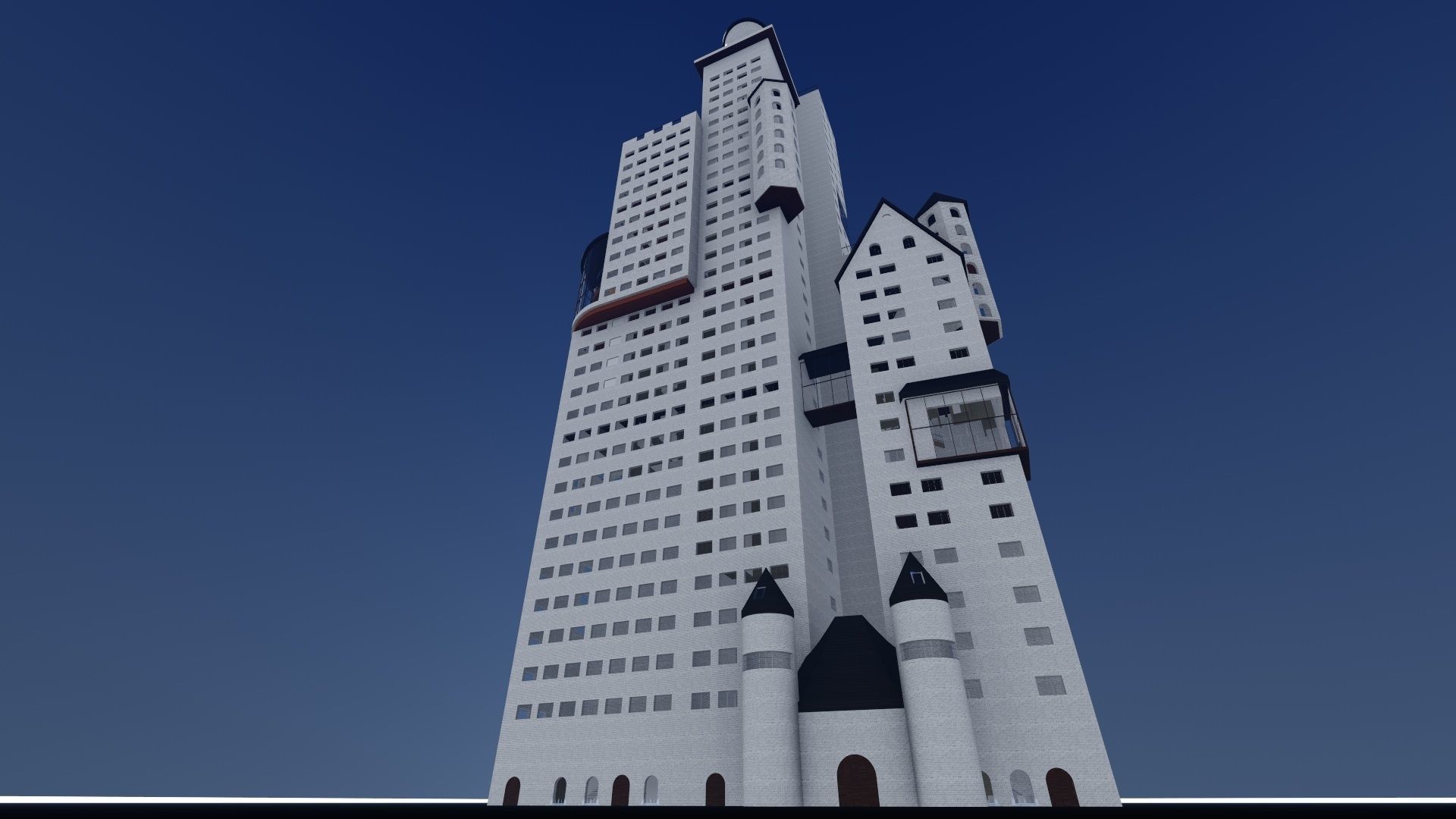 Castle-like Building I Skyscraper 3D model_13