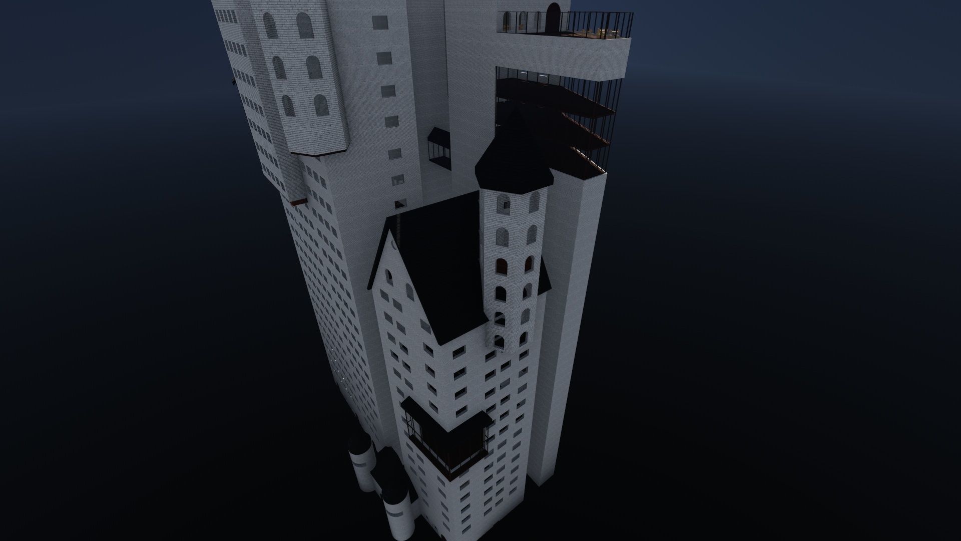 Castle-like Building I Skyscraper 3D model_10