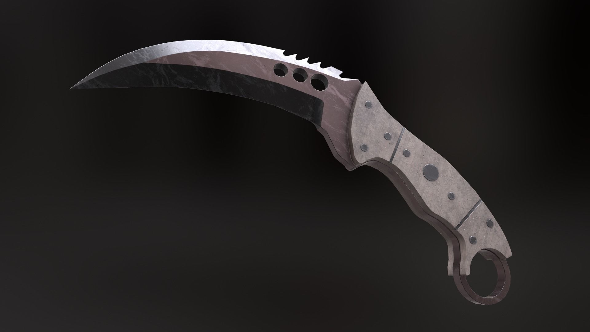 Black x Red Talon Knife Low Poly Game ready Asset Low-poly 3D model_4