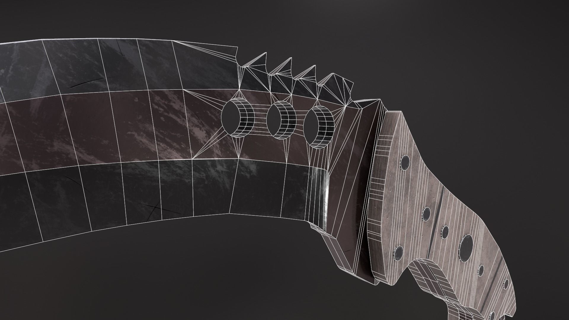 Black x Red Talon Knife Low Poly Game ready Asset Low-poly 3D model_9