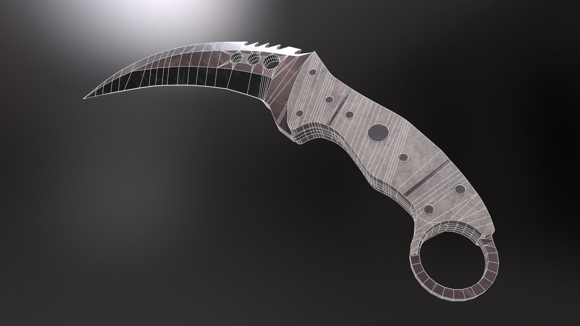 Black x Red Talon Knife Low Poly Game ready Asset Low-poly 3D model_7