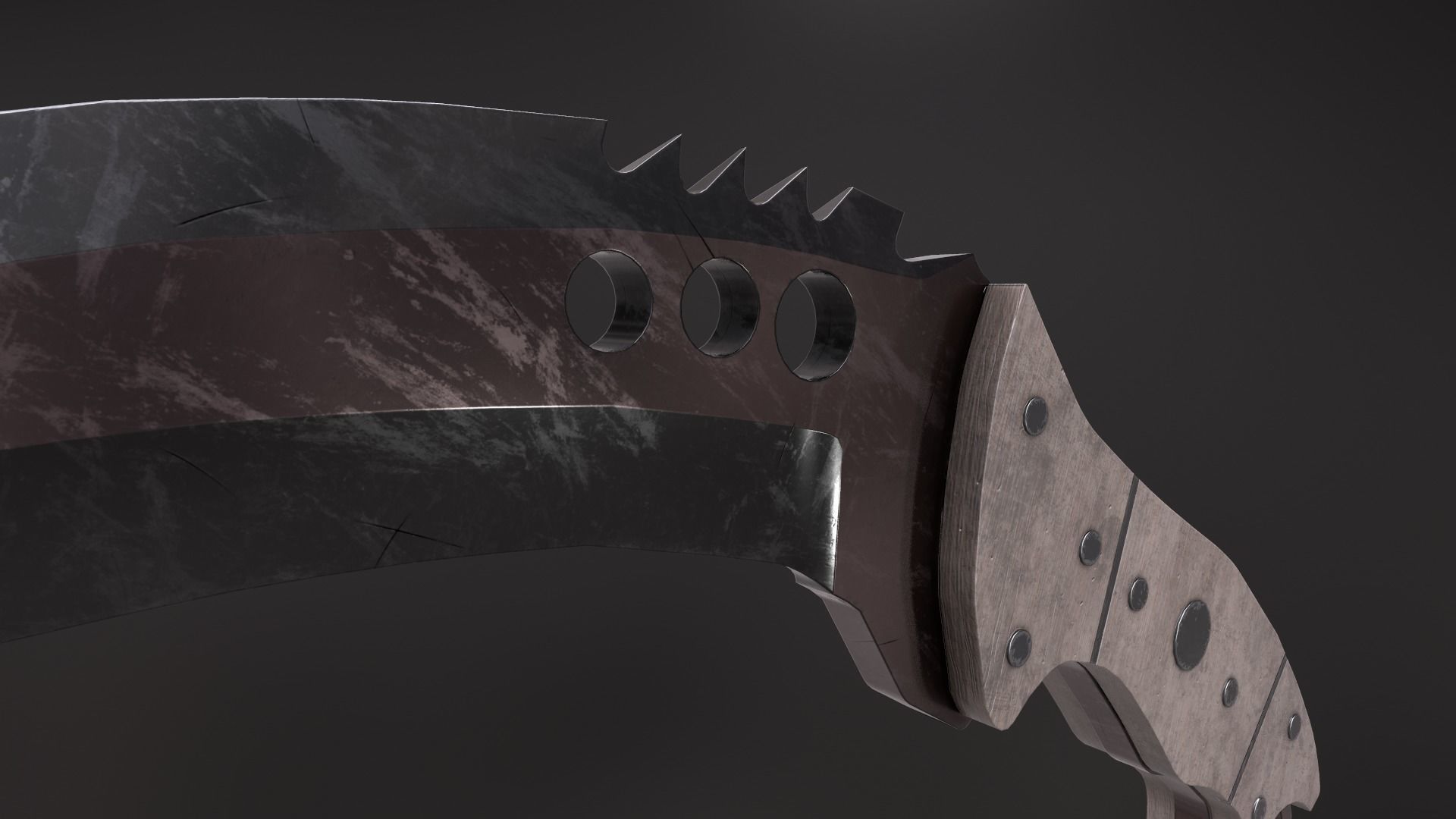 Black x Red Talon Knife Low Poly Game ready Asset Low-poly 3D model_8
