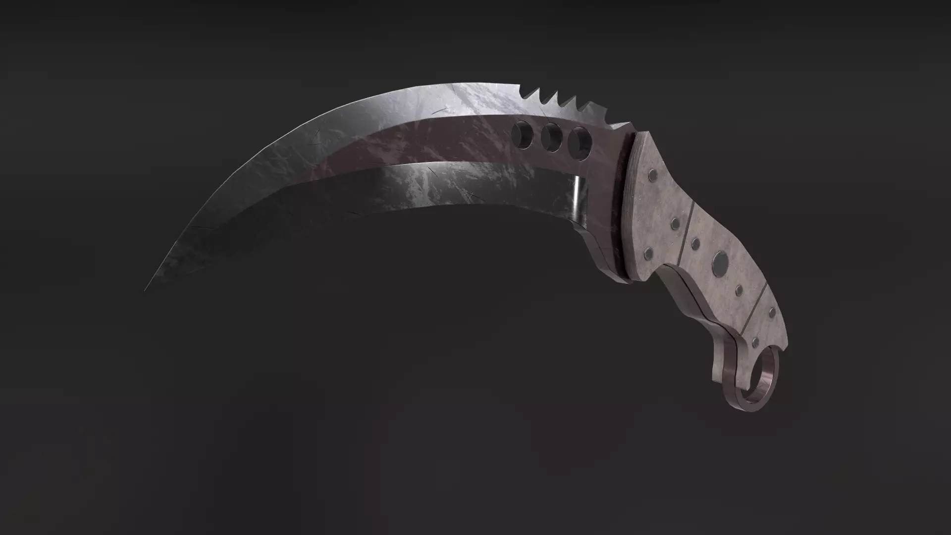 Black x Red Talon Knife Low Poly Game ready Asset Low-poly 3D model_0