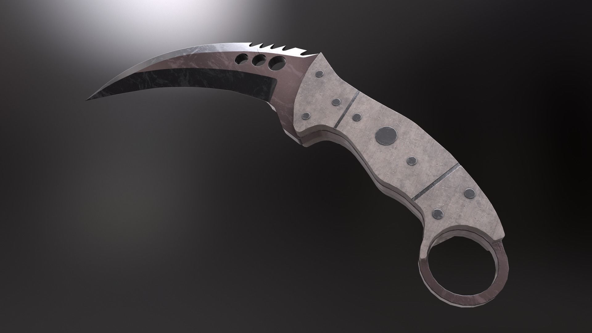 Black x Red Talon Knife Low Poly Game ready Asset Low-poly 3D model_6