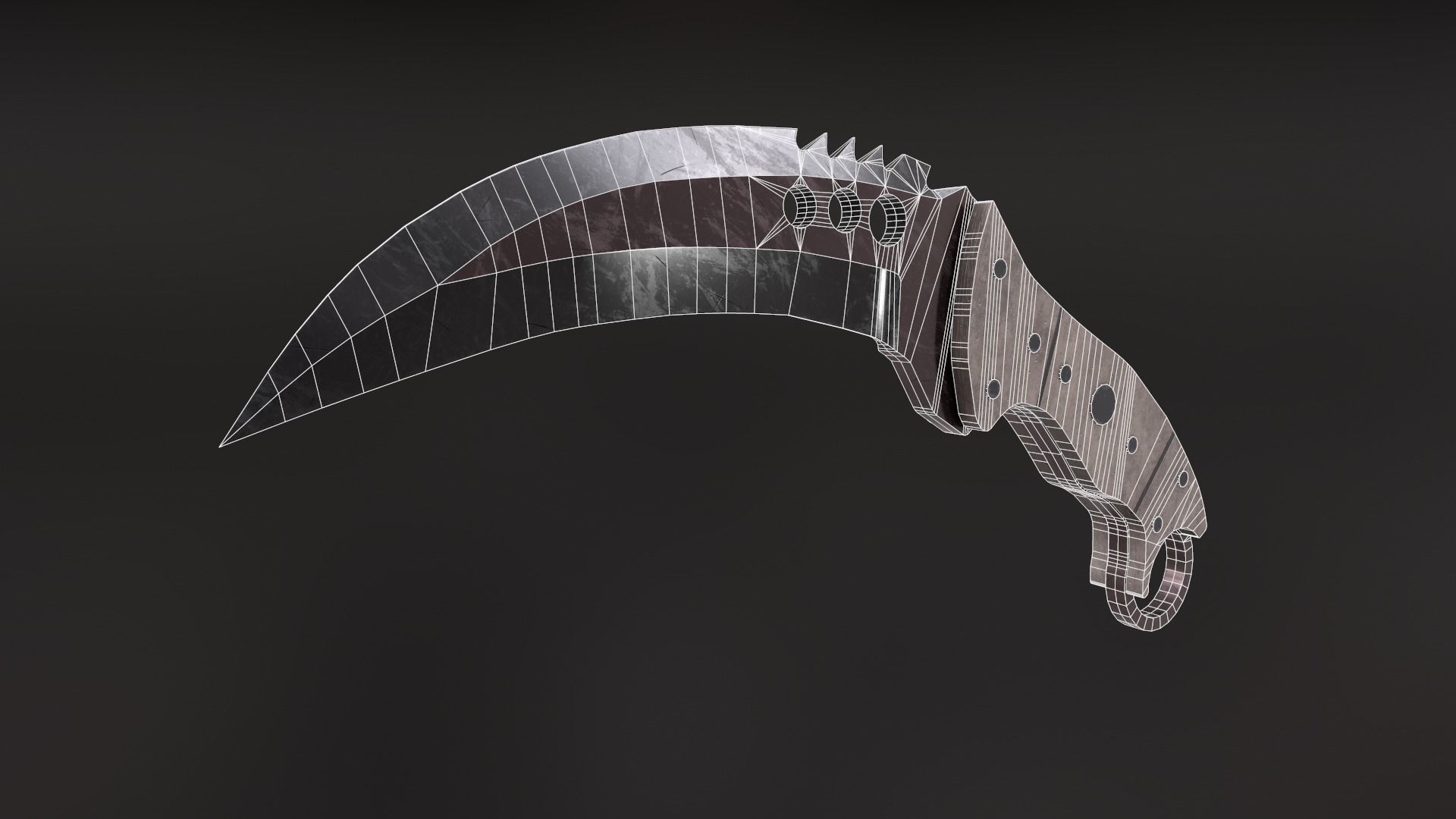 Black x Red Talon Knife Low Poly Game ready Asset Low-poly 3D model_3
