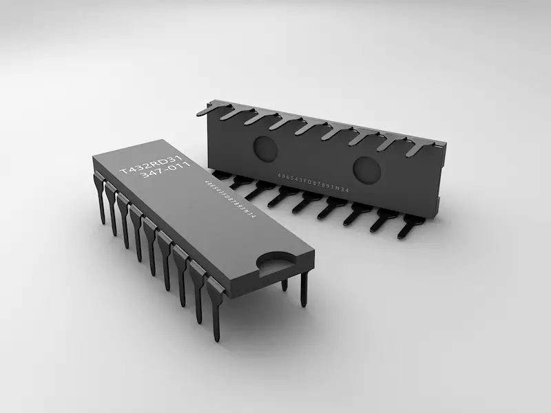 Closeup detail of transistors 3D model
