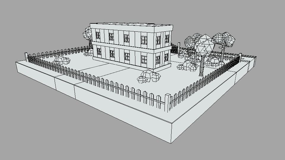 Low Poly Cartoon School Scene Low-poly 3D model_18