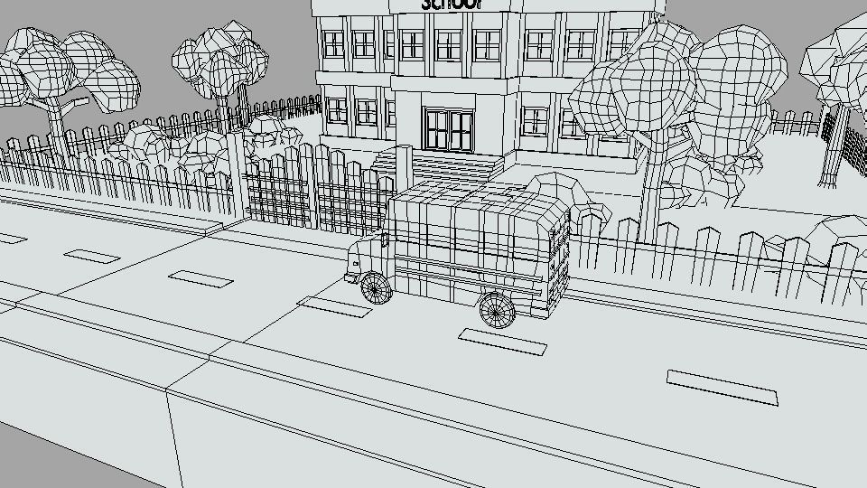 Low Poly Cartoon School Scene Low-poly 3D model_21