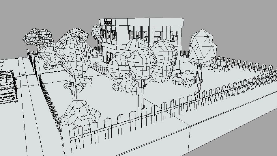 Low Poly Cartoon School Scene Low-poly 3D model_23