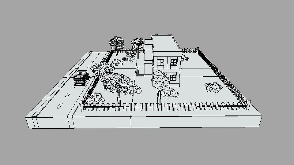 Low Poly Cartoon School Scene Low-poly 3D model_16