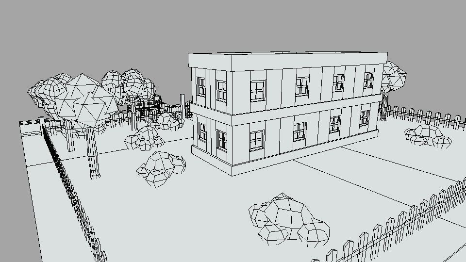 Low Poly Cartoon School Scene Low-poly 3D model_24