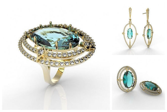 Classic Universe Jewelry Set 3D Model Collection