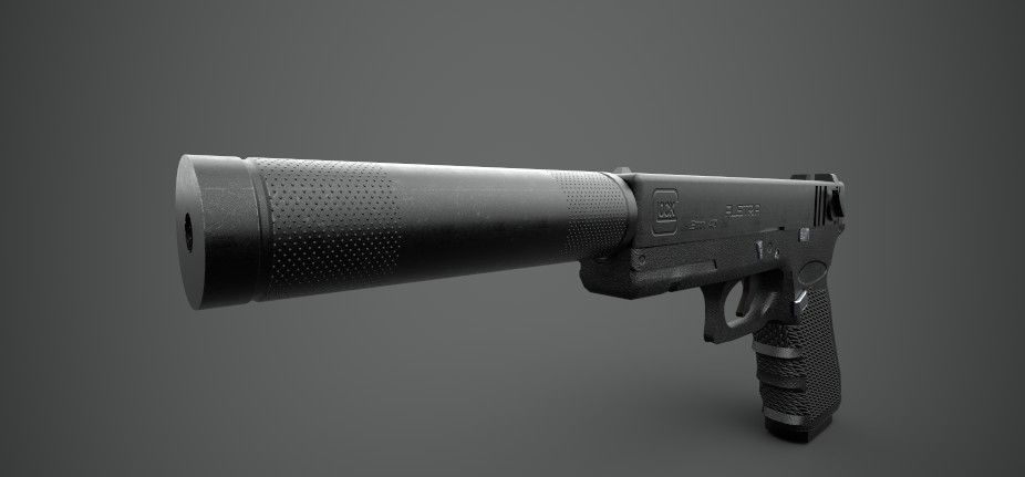 Glock 18 Gun PBR Low-poly 3D model_14