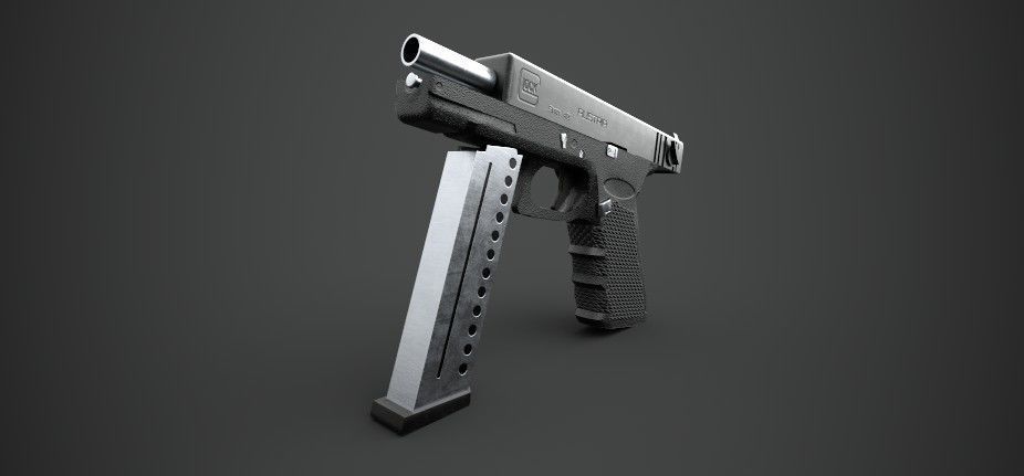 Glock 18 Gun PBR Low-poly 3D model_23