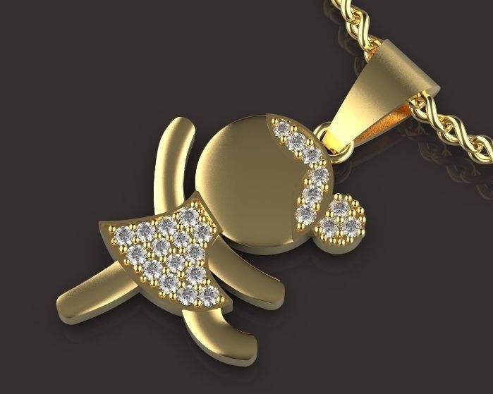 girl pendant Silver Gold  Print Silver Gold  Print 3D print model_1