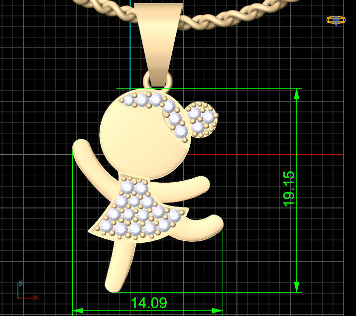 girl pendant Silver Gold  Print Silver Gold  Print 3D print model_3