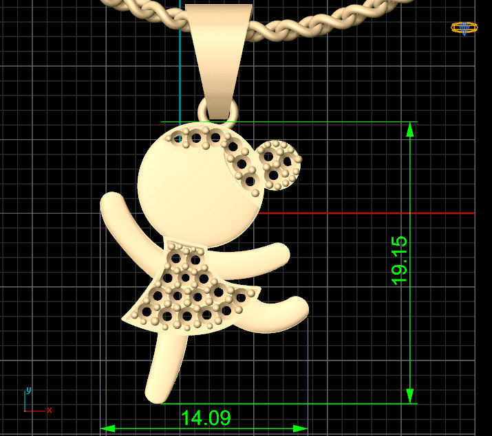 girl pendant Silver Gold  Print Silver Gold  Print 3D print model_2