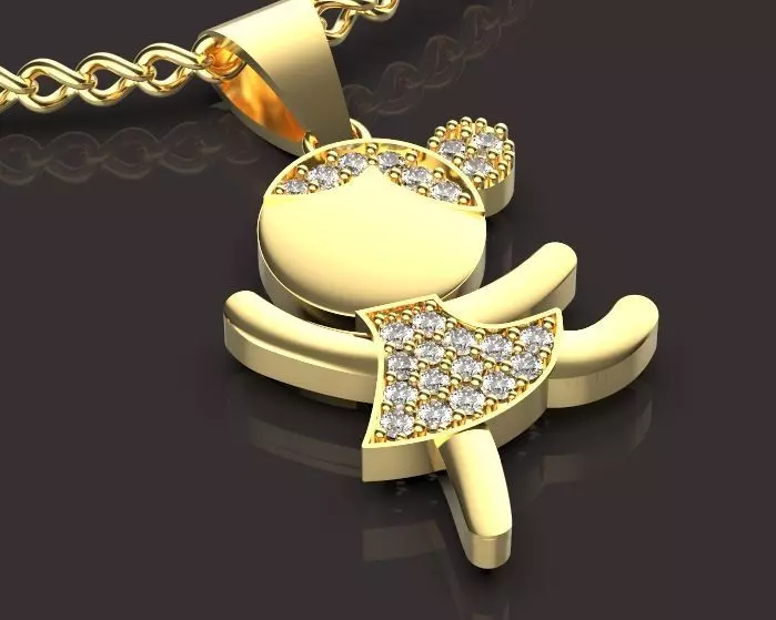 girl pendant Silver Gold  Print Silver Gold  Print 3D print model_0