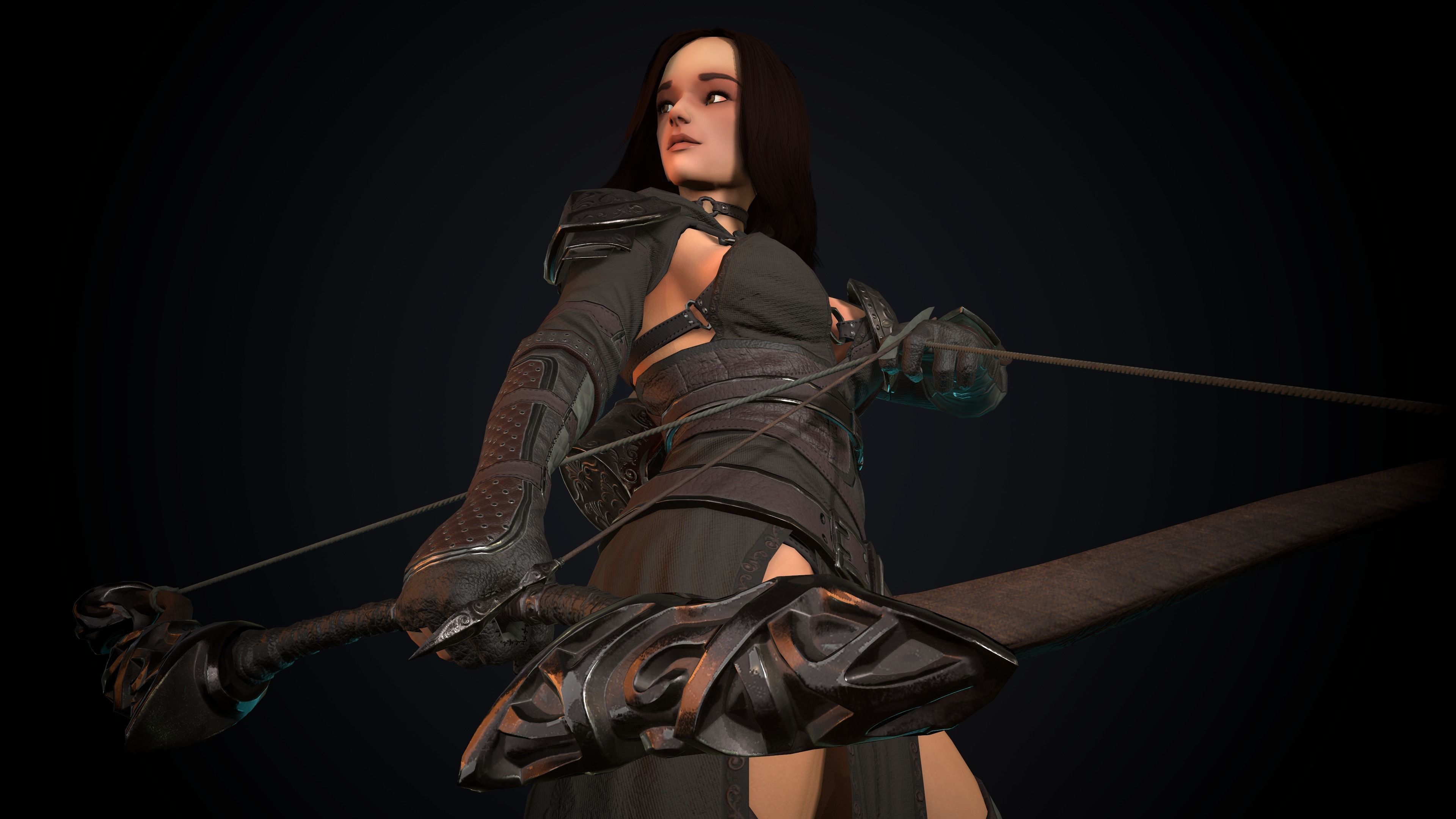 Female Archer Low-poly 3D model_39