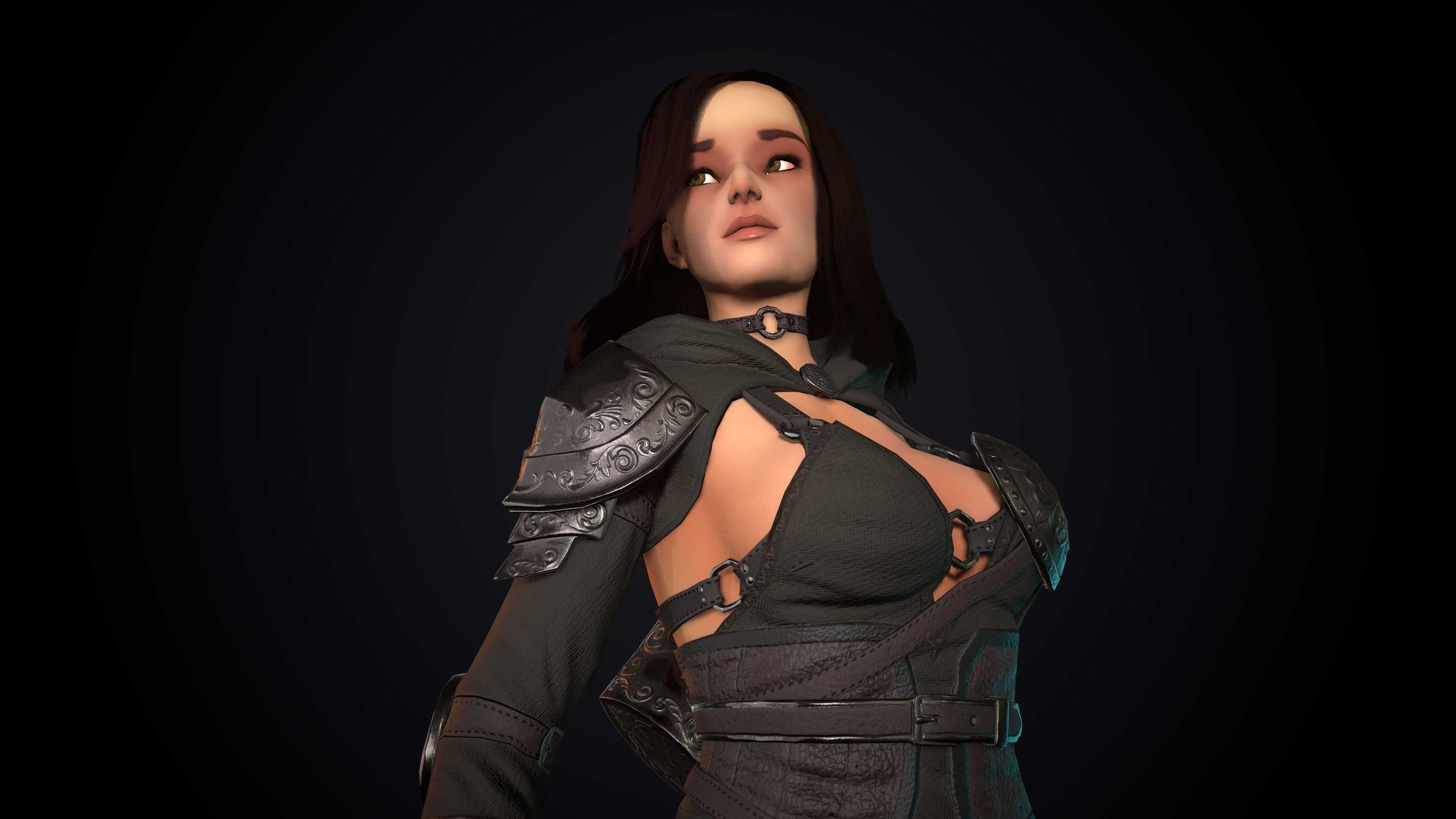 Female Archer Low-poly 3D model_16