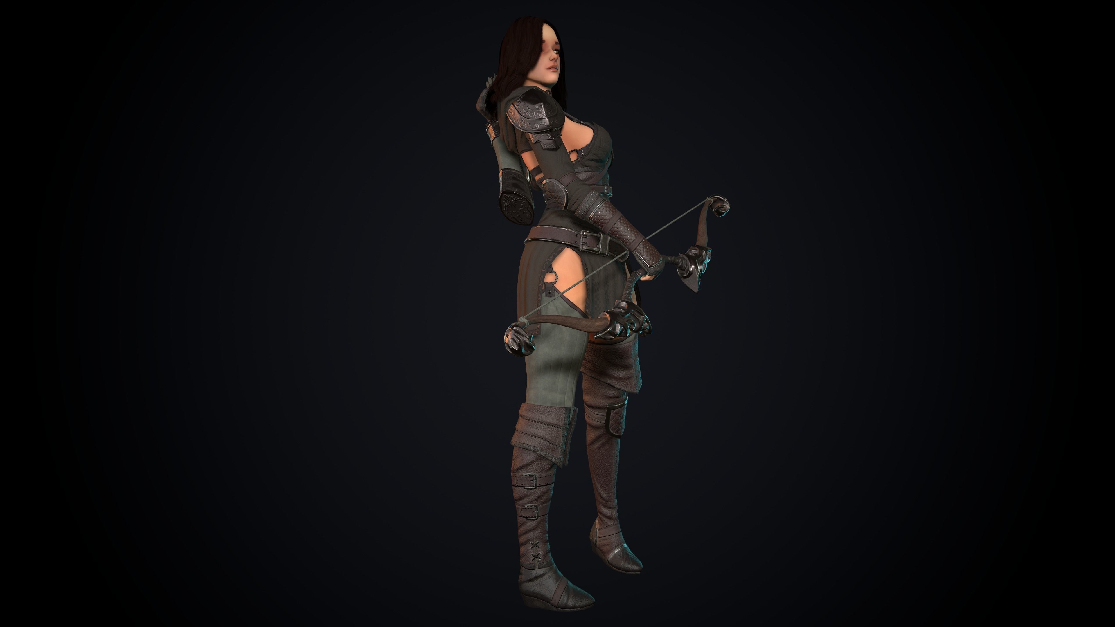 Female Archer Low-poly 3D model_22