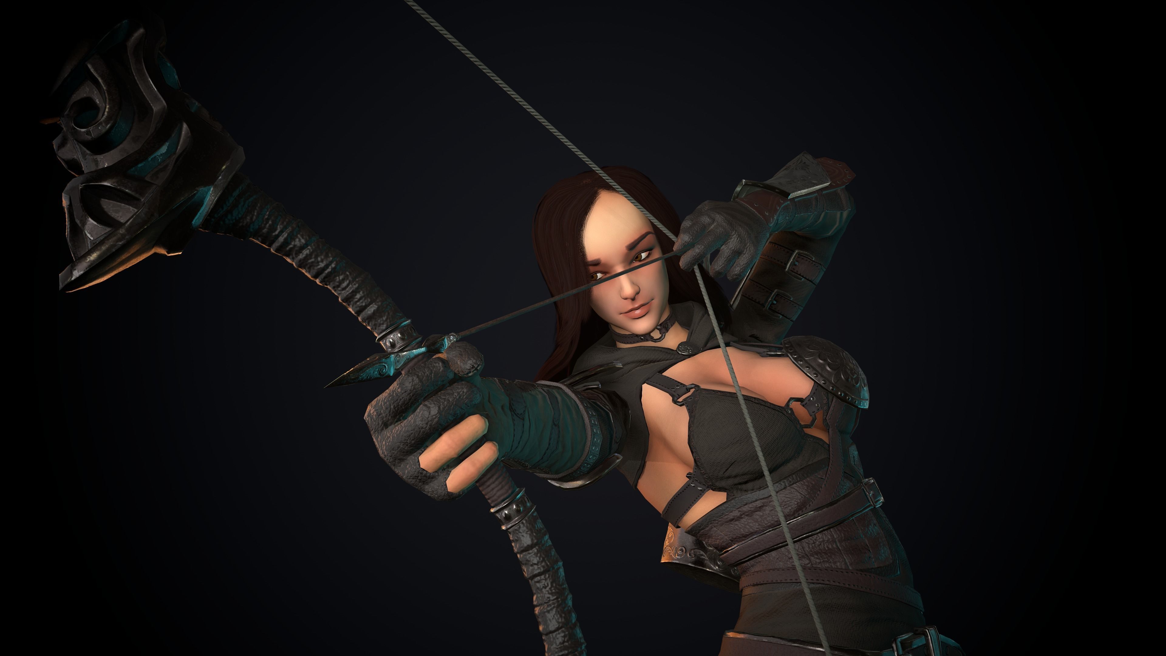 Female Archer Low-poly 3D model_66