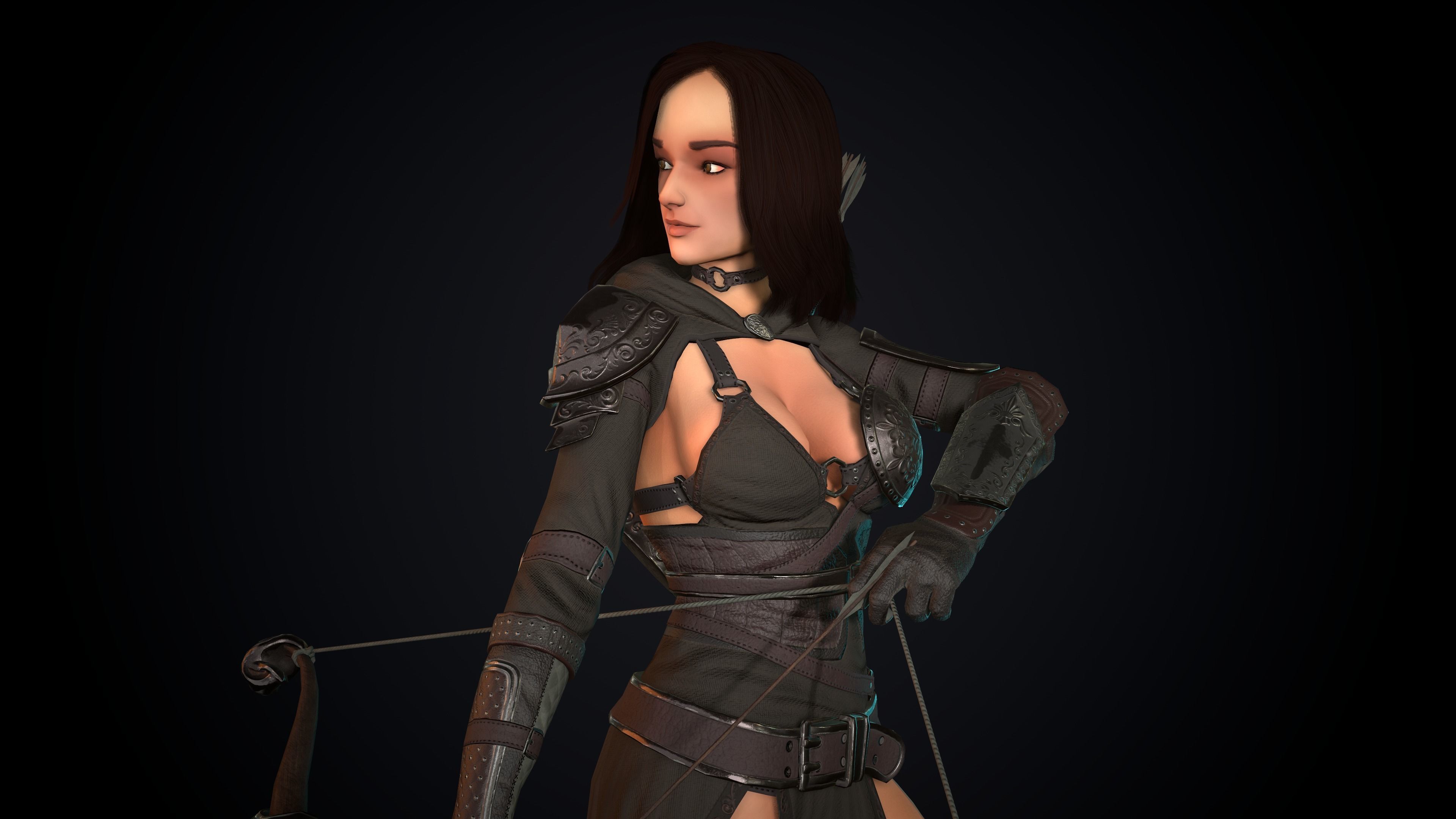 Female Archer Low-poly 3D model_40