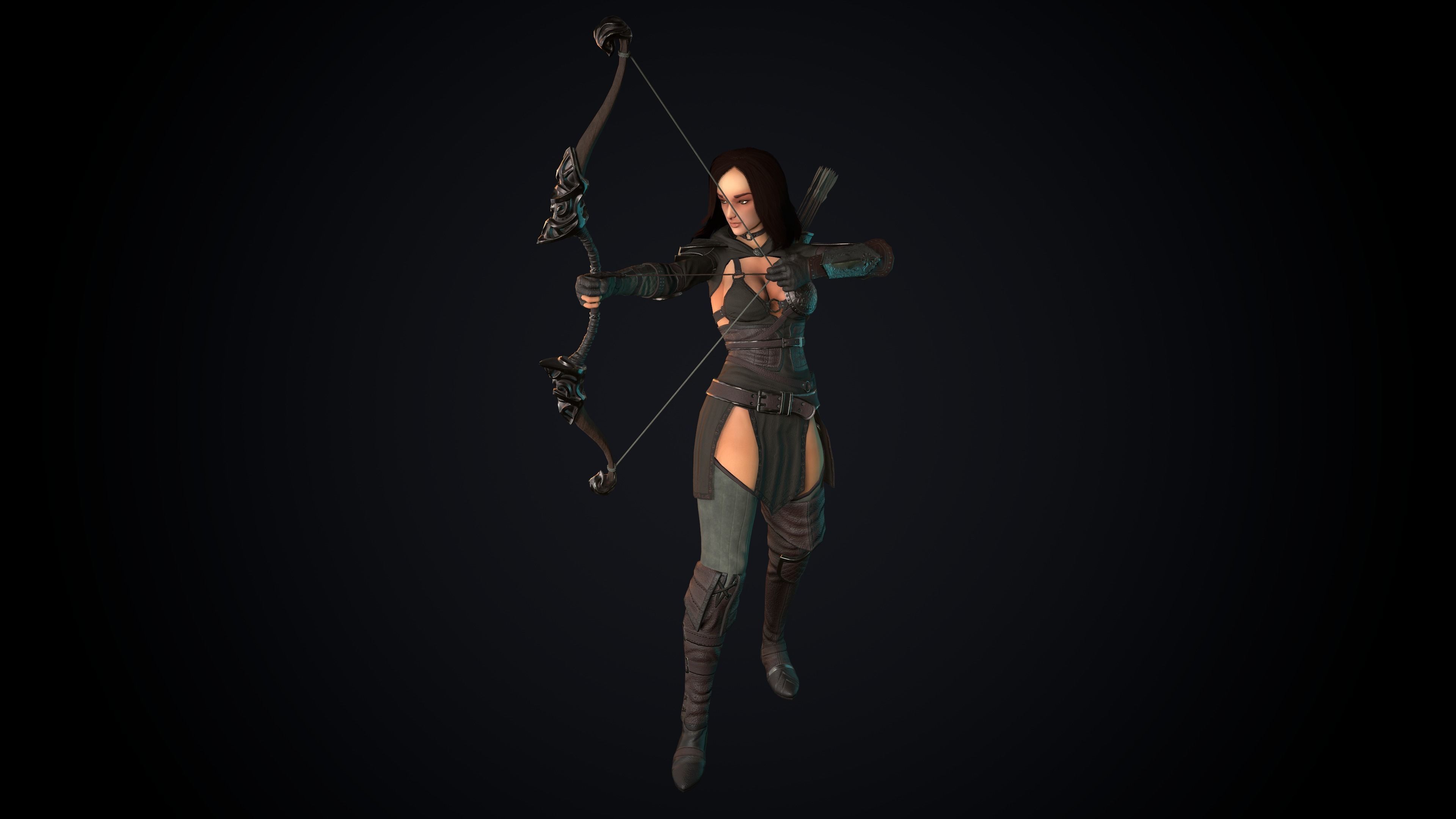 Female Archer Low-poly 3D model_51