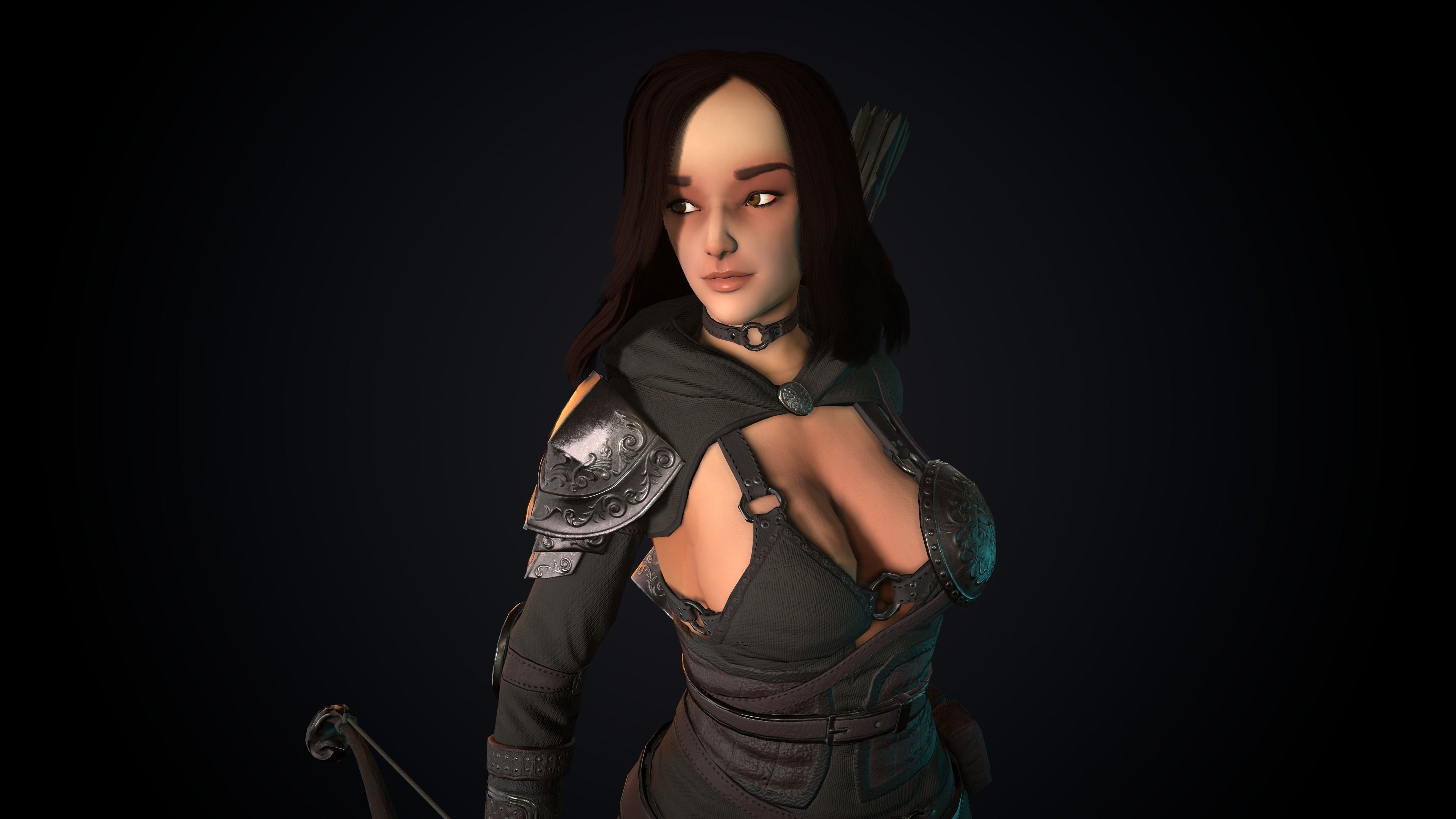 Female Archer Low-poly 3D model_9