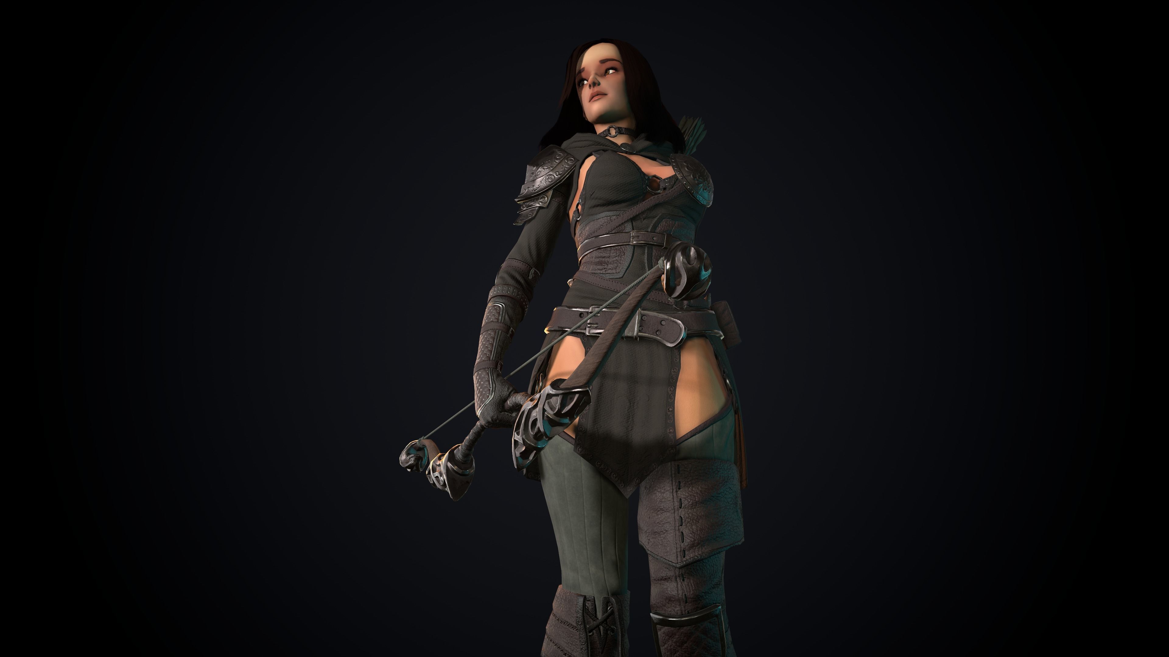 Female Archer Low-poly 3D model_14