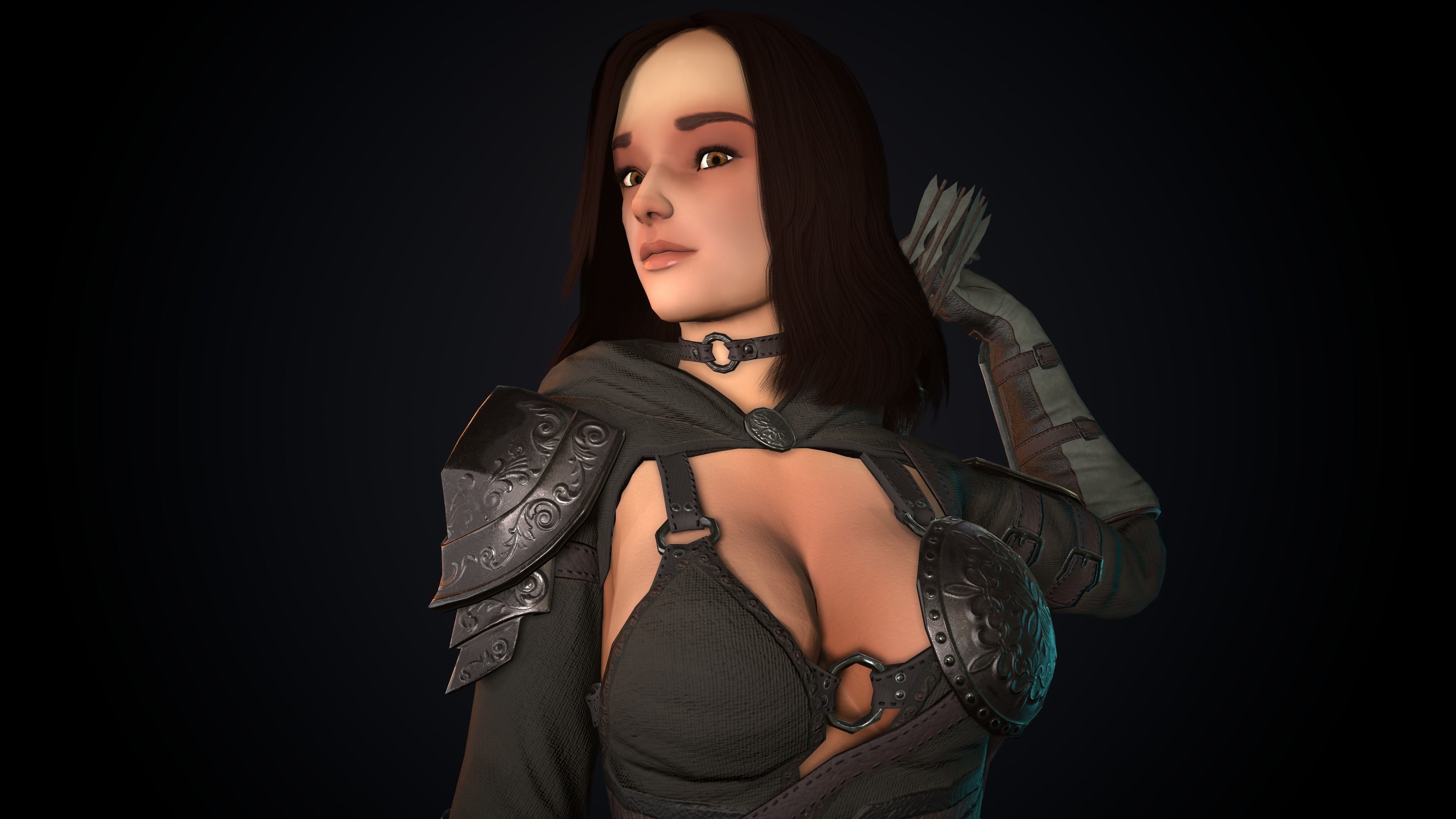 Female Archer Low-poly 3D model_18