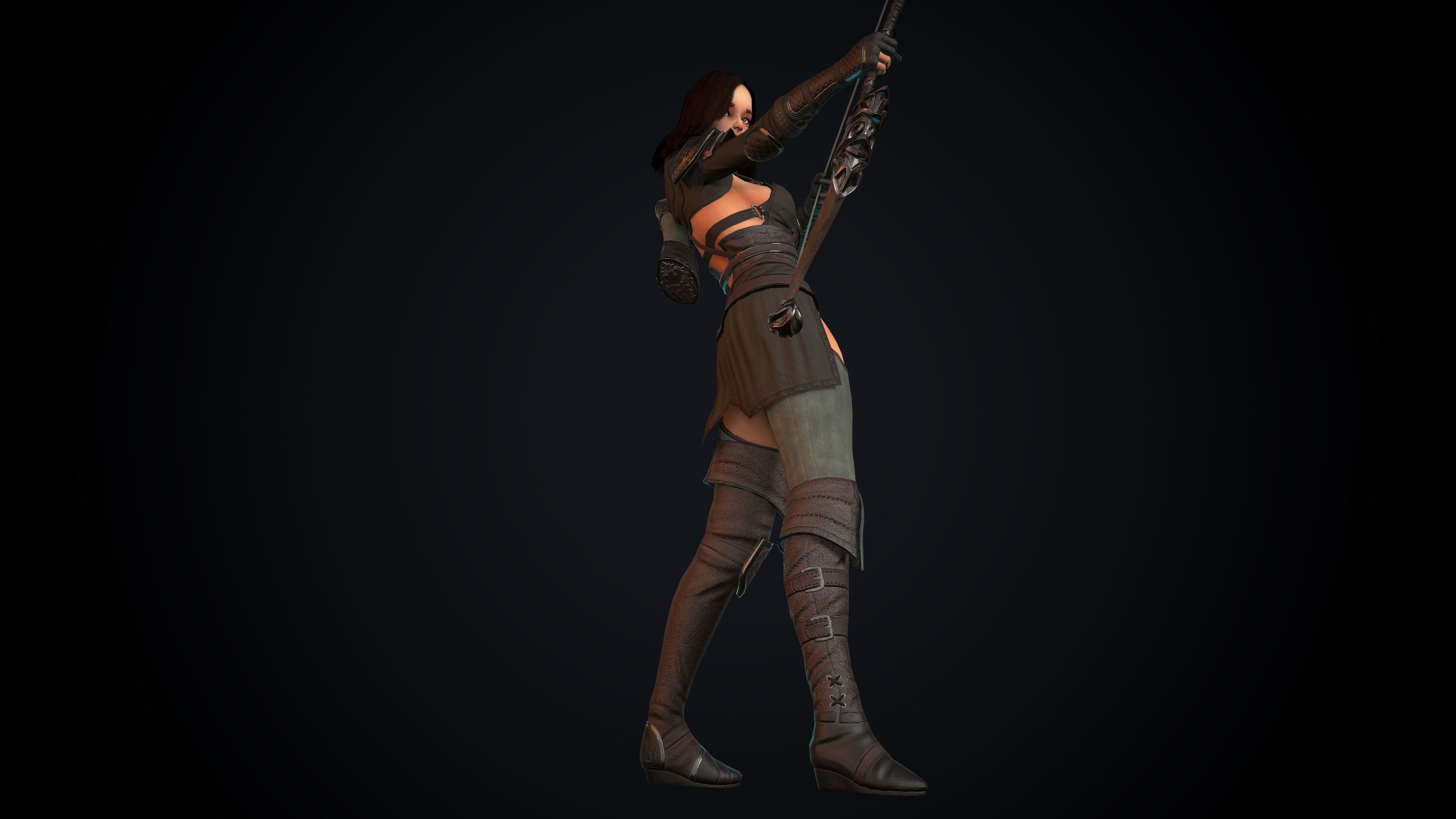 Female Archer Low-poly 3D model_48
