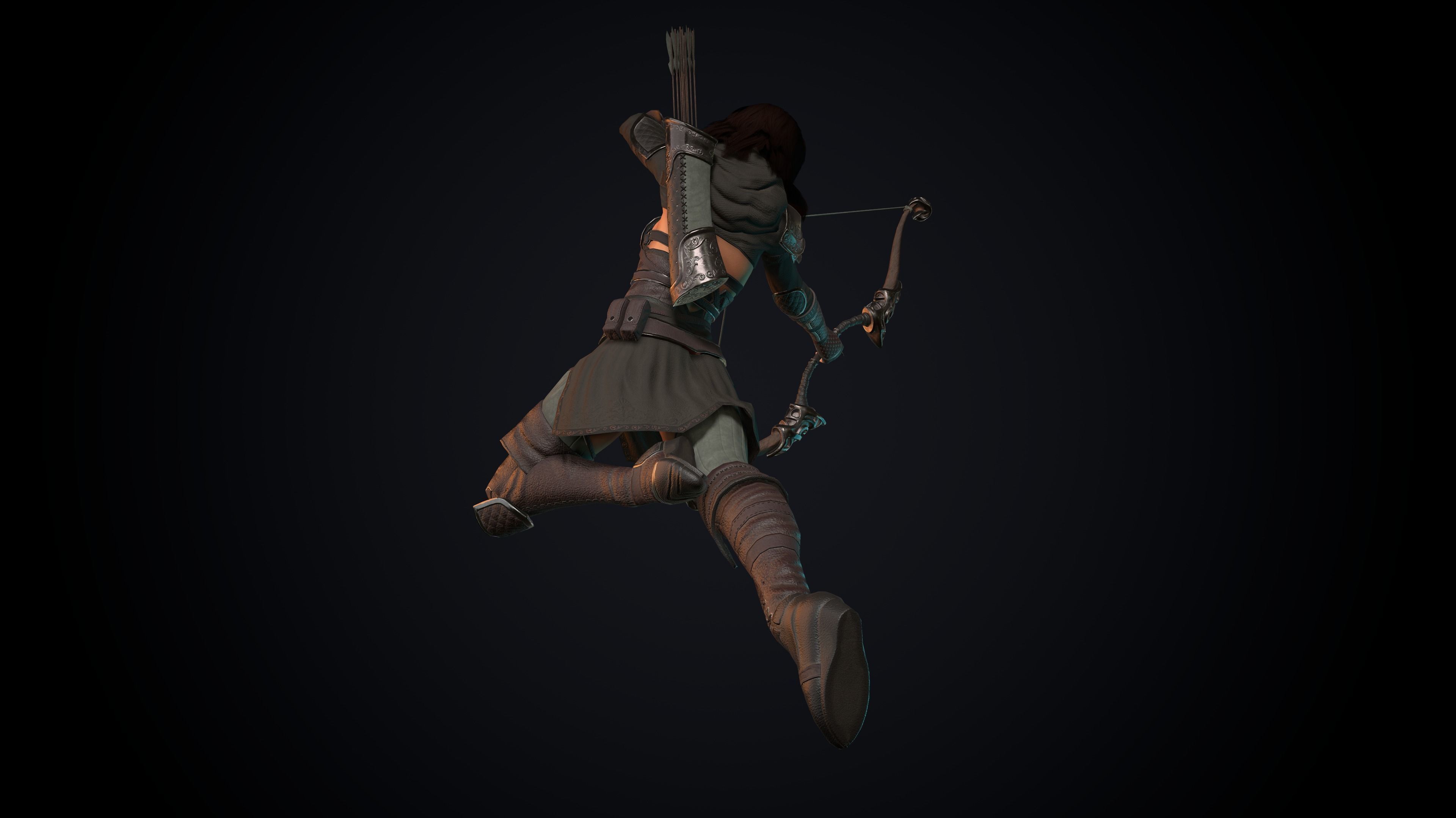 Female Archer Low-poly 3D model_69