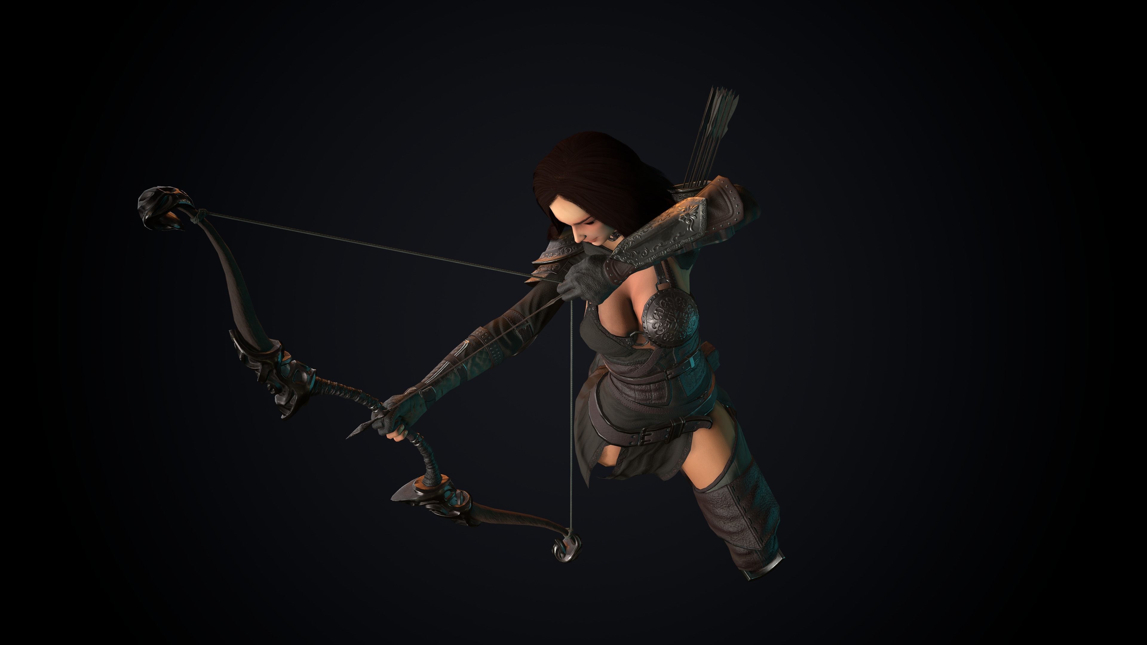 Female Archer Low-poly 3D model_64