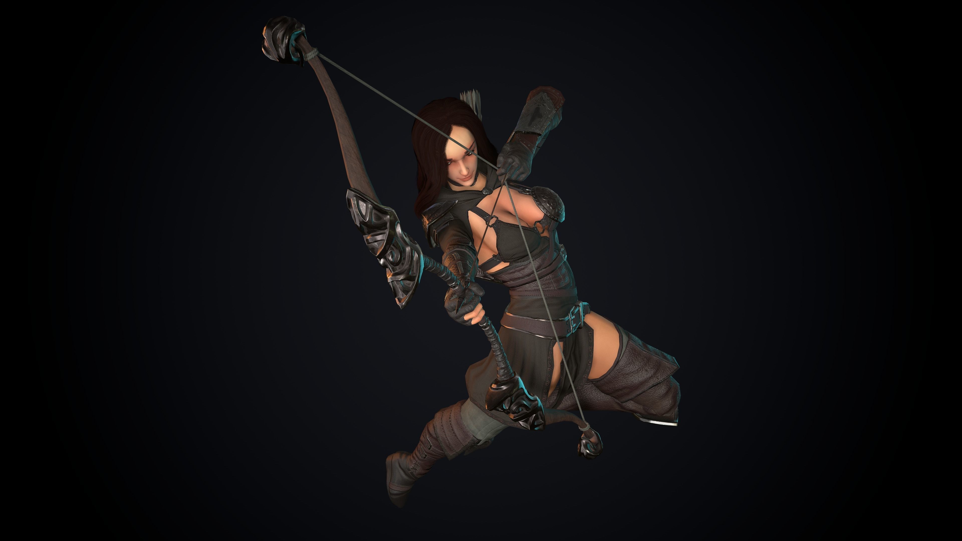 Female Archer Low-poly 3D model_63