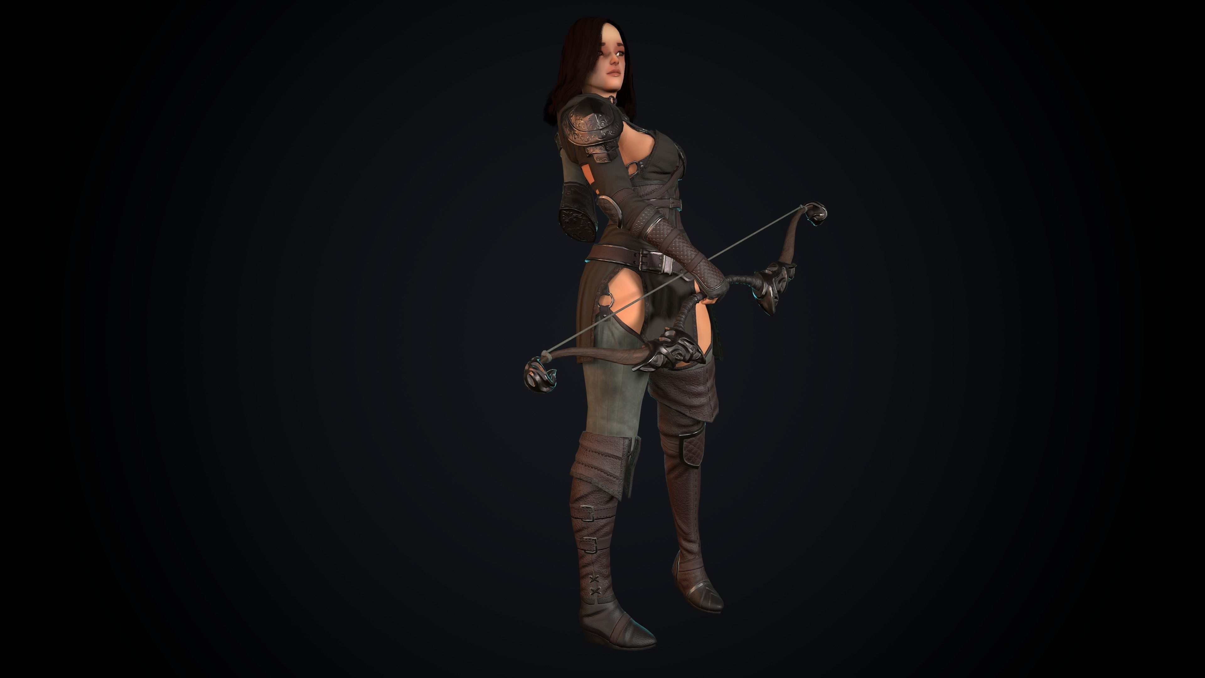 Female Archer Low-poly 3D model_20
