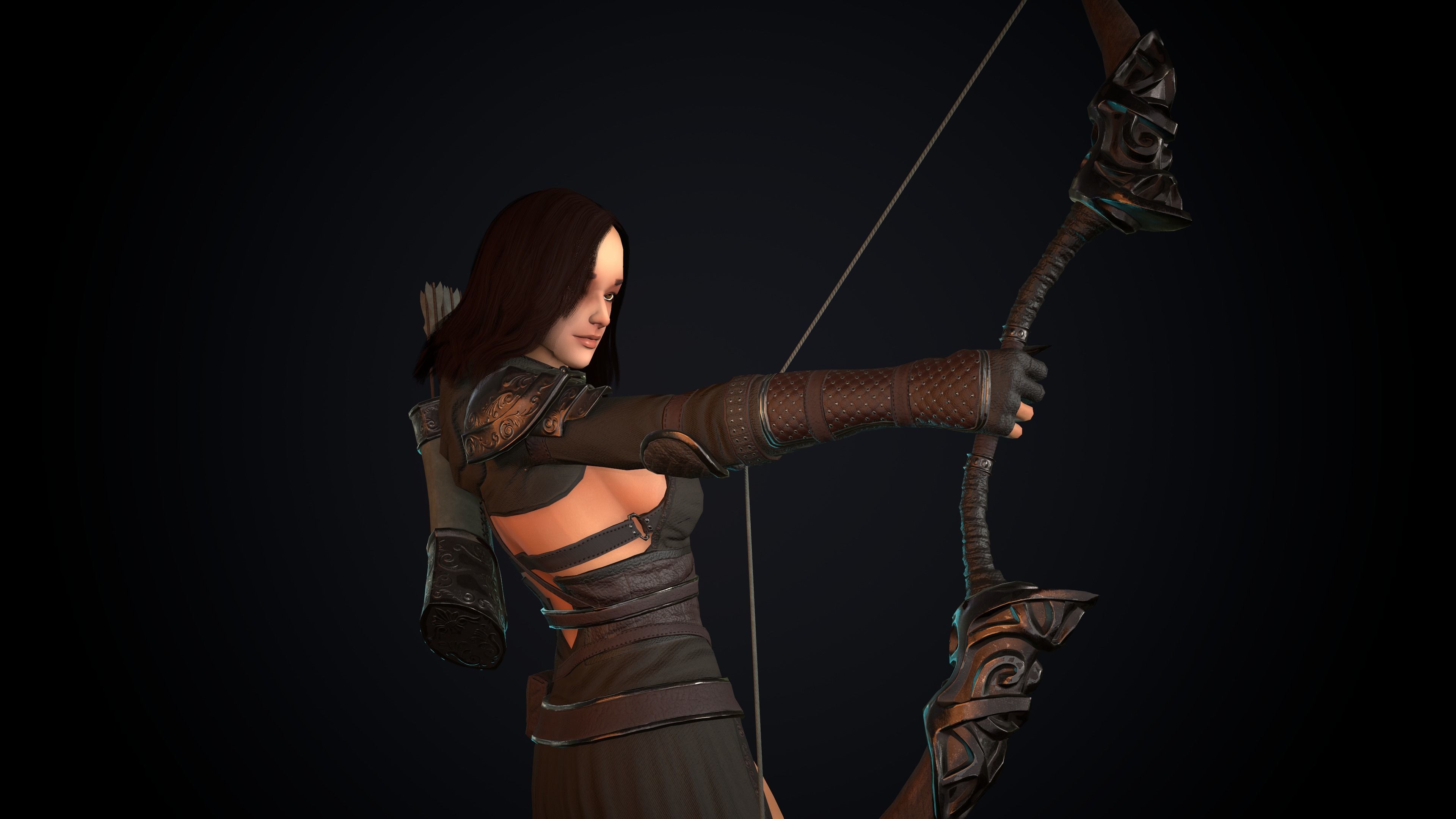 Female Archer Low-poly 3D model_47