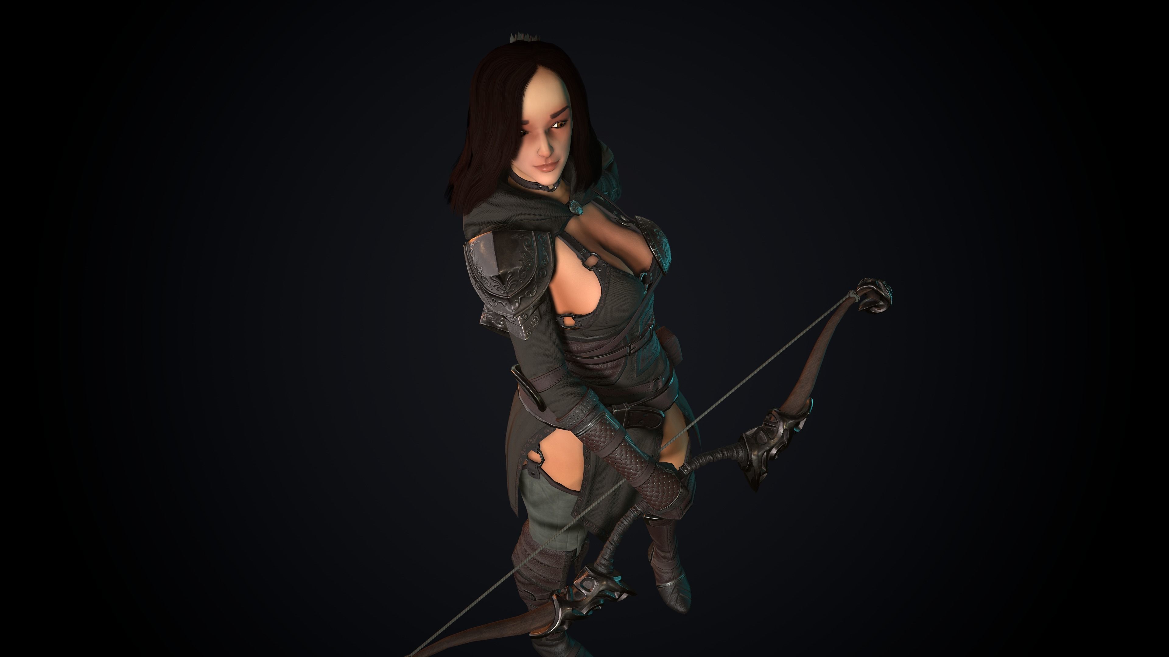 Female Archer Low-poly 3D model_25