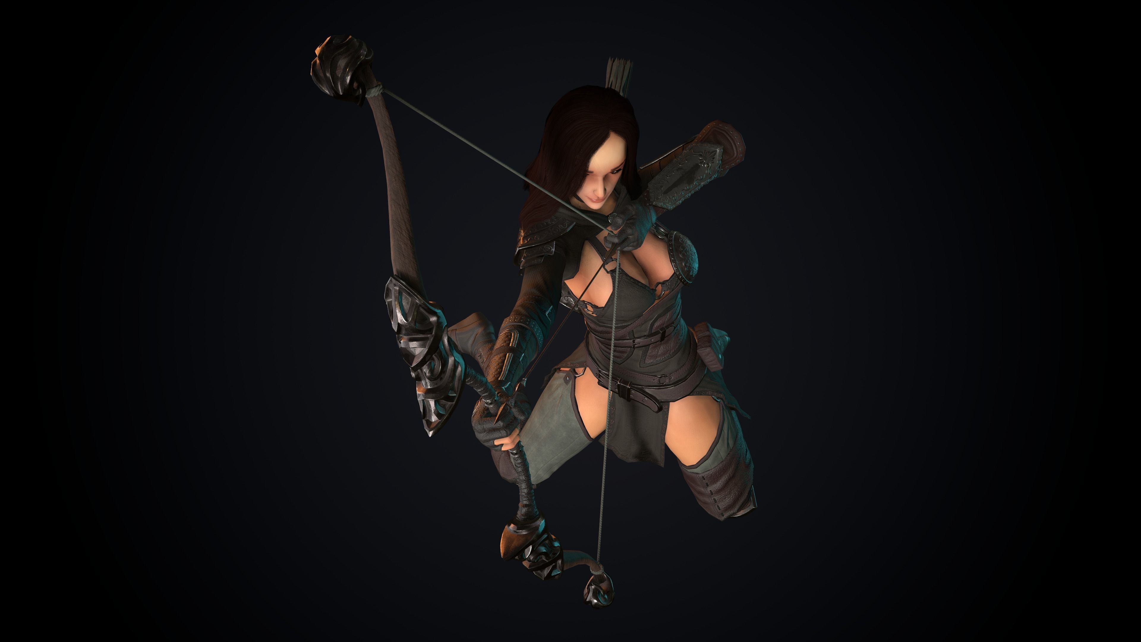 Female Archer Low-poly 3D model_61
