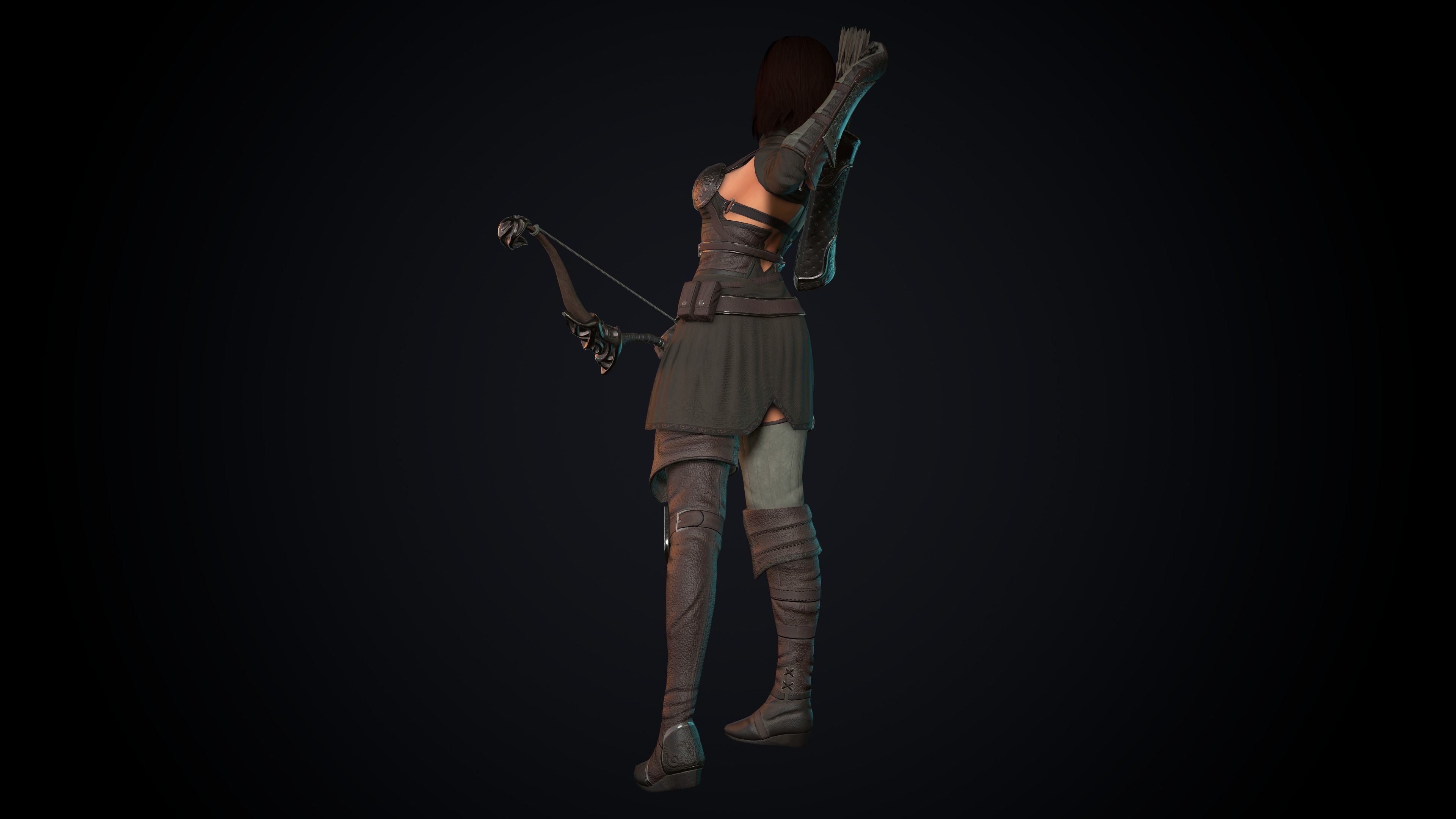 Female Archer Low-poly 3D model_21