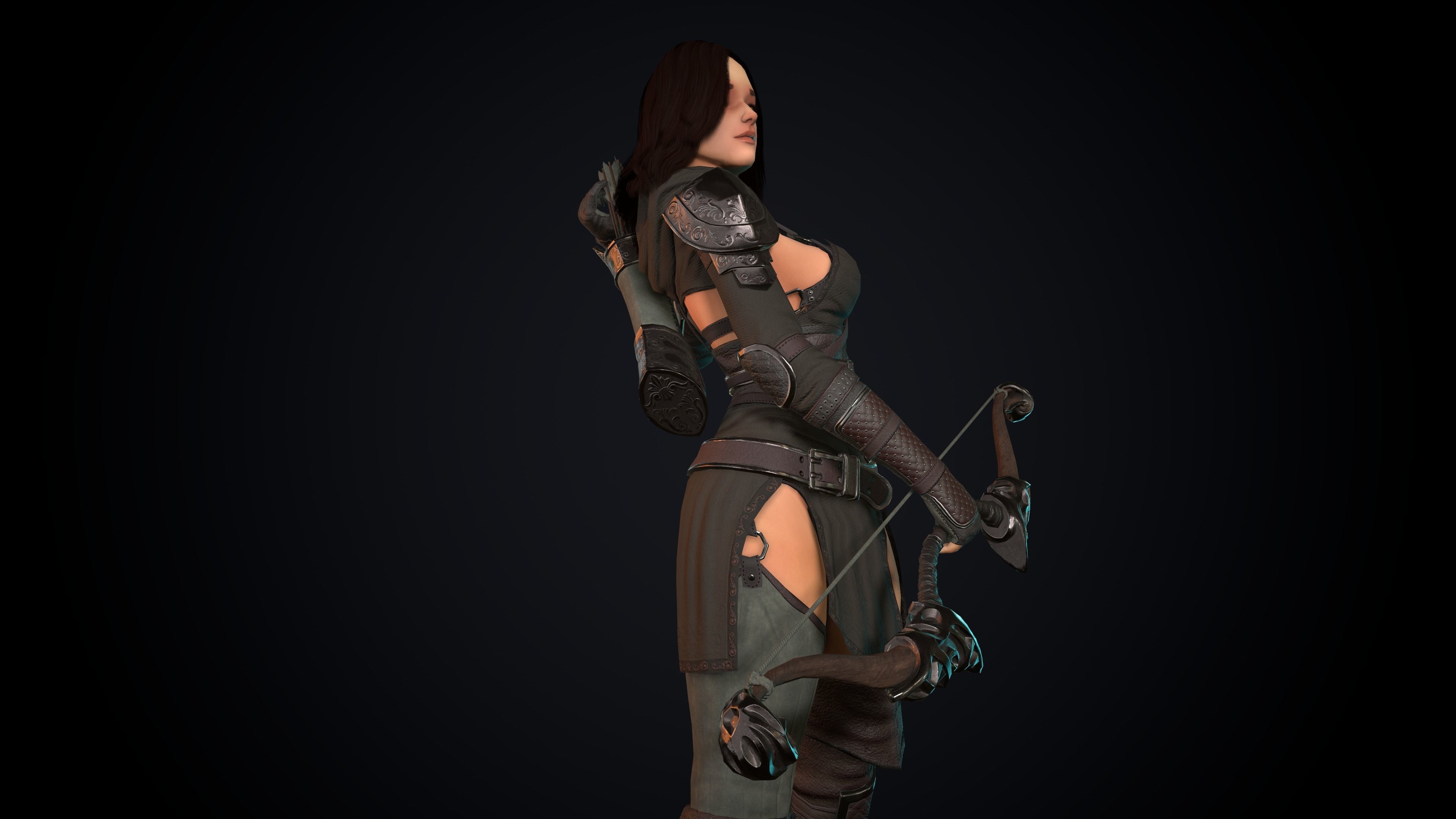 Female Archer Low-poly 3D model_24