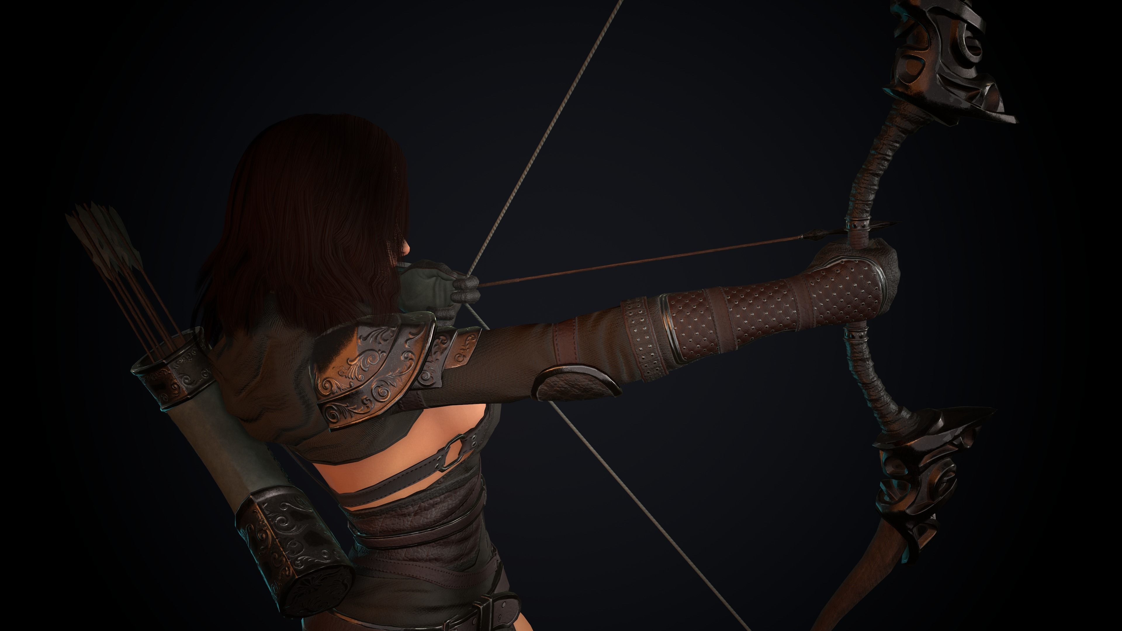 Female Archer Low-poly 3D model_60