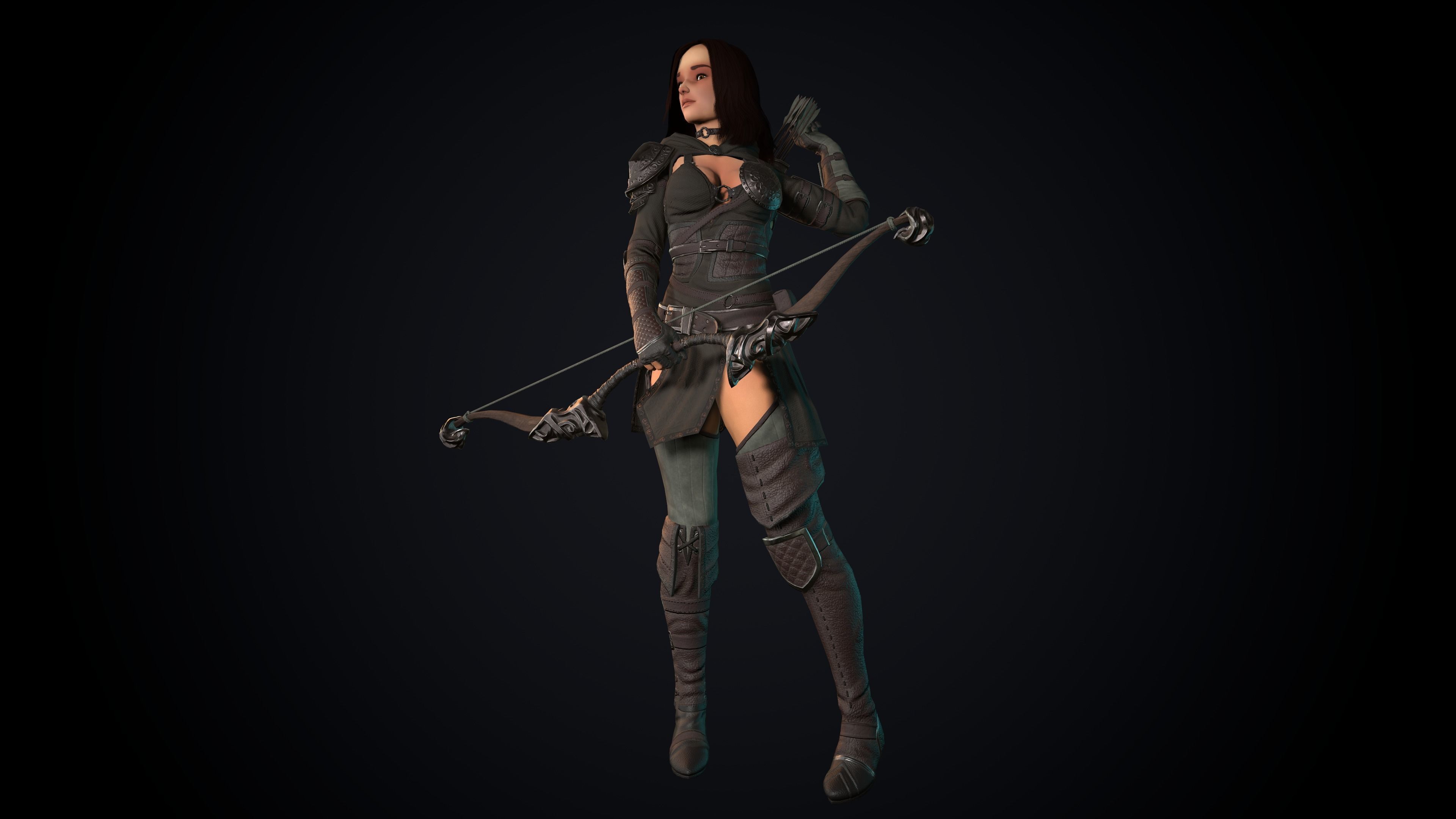 Female Archer Low-poly 3D model_19