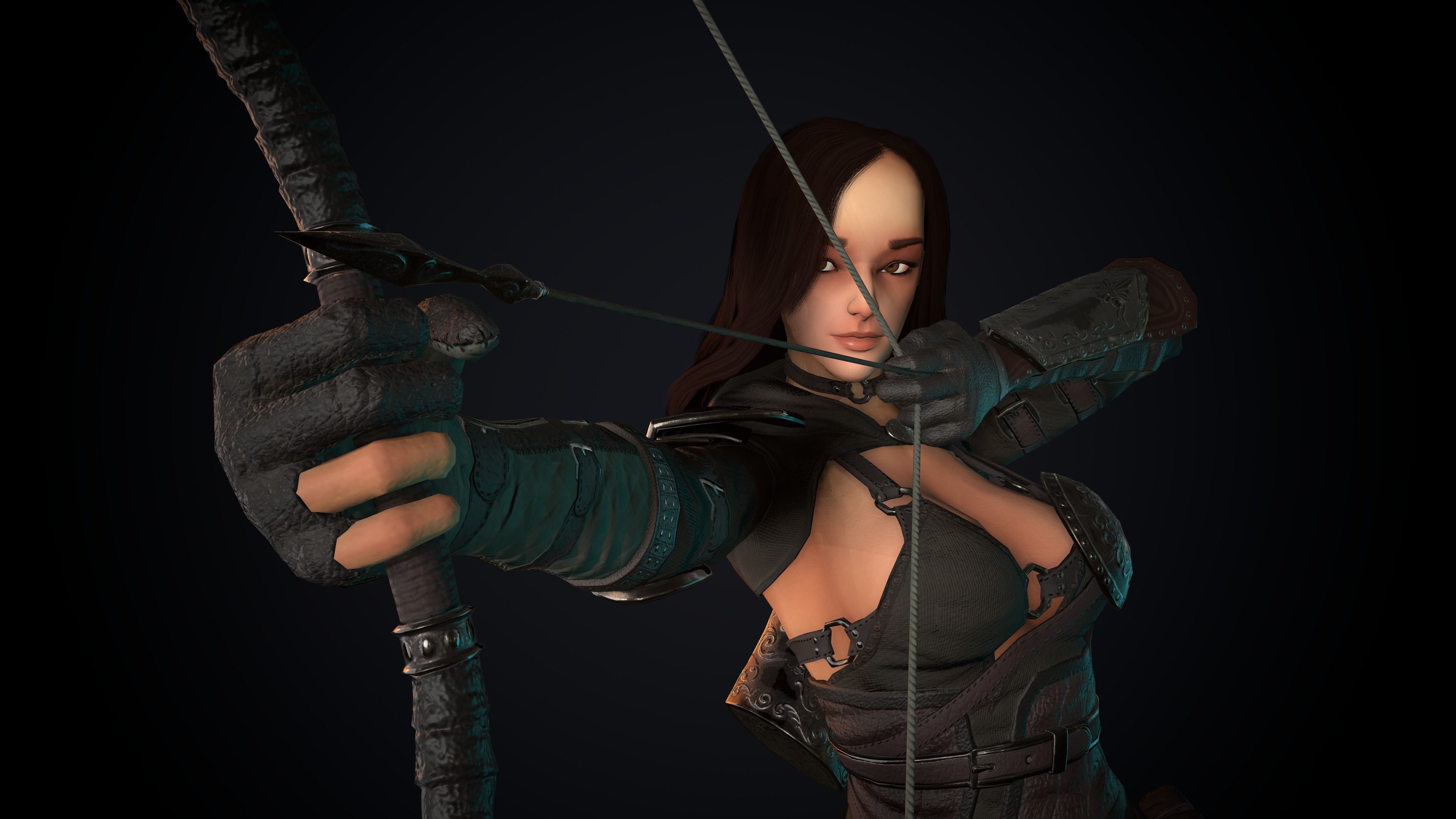 Female Archer Low-poly 3D model_59