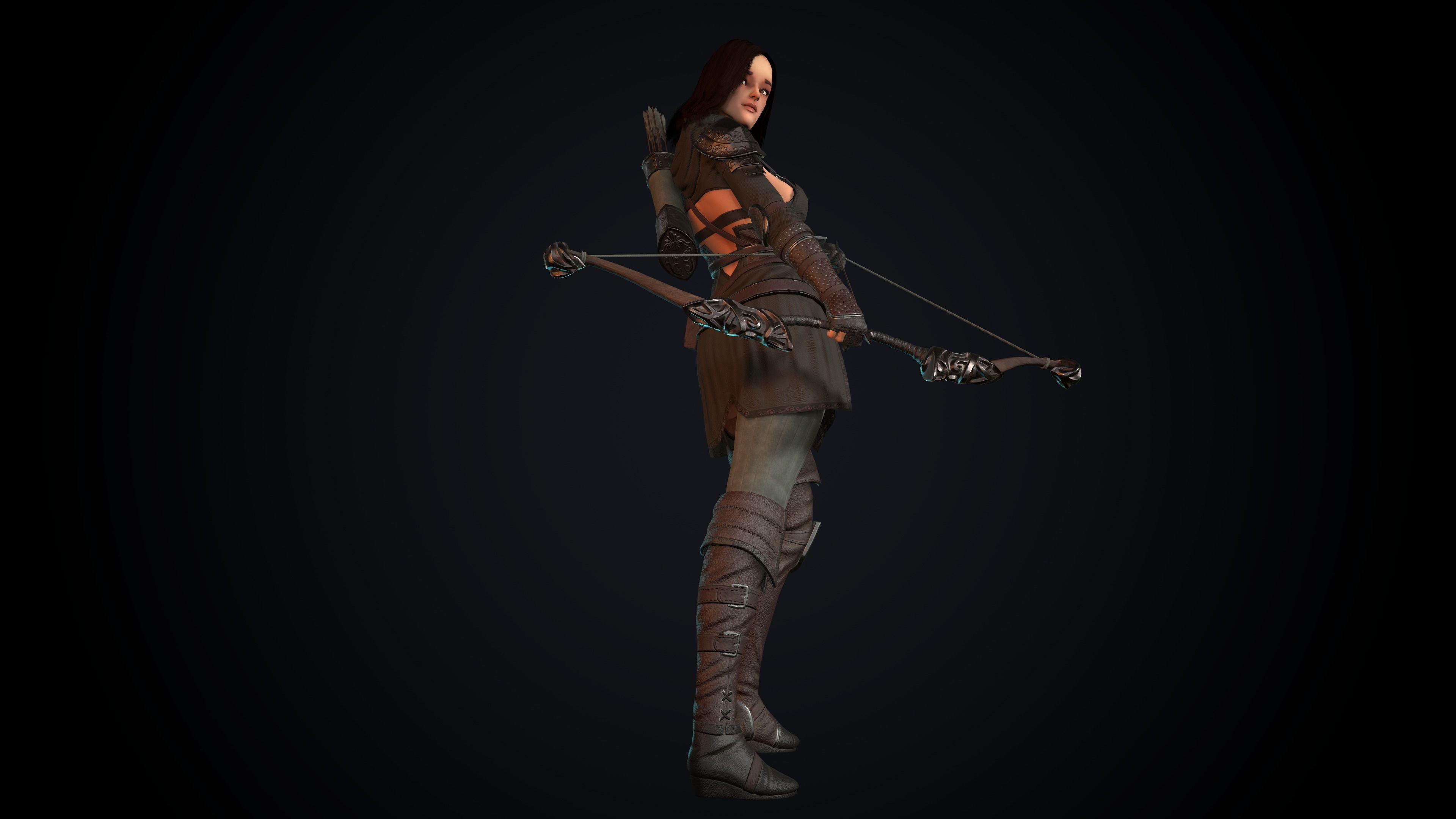 Female Archer Low-poly 3D model_41